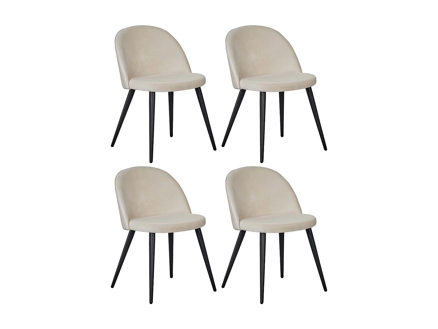 Chaise en velours avec pieds en acier Velvet Lot de 4