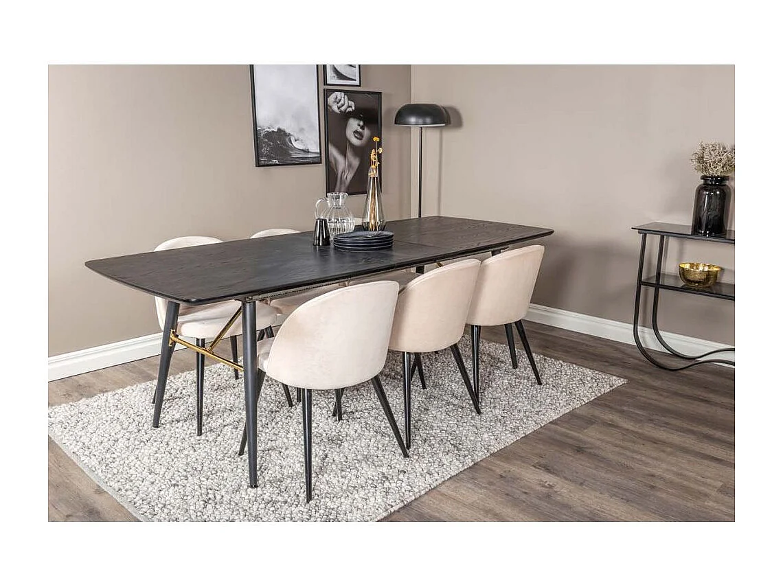 Chaise en velours avec pieds en acier Velvet Lot de 4