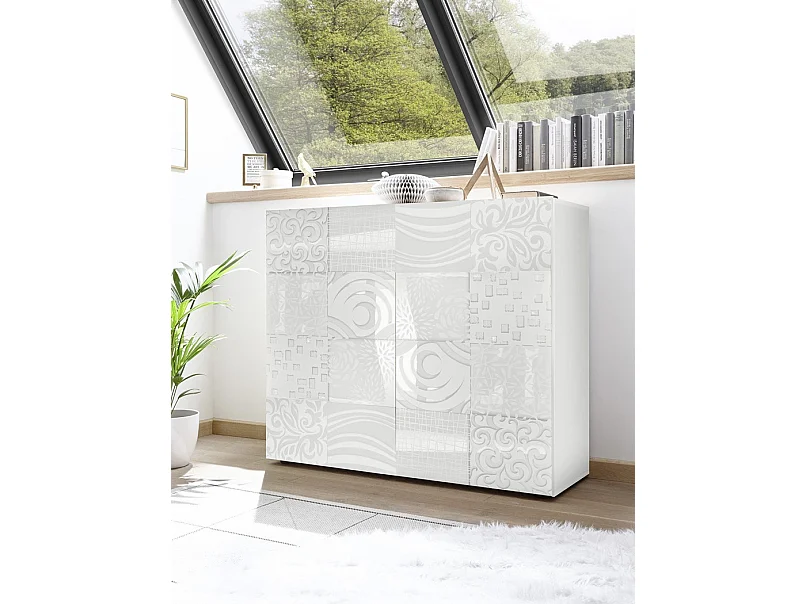 Buffet haut MIREL 2 portes en Blanc 121 cm