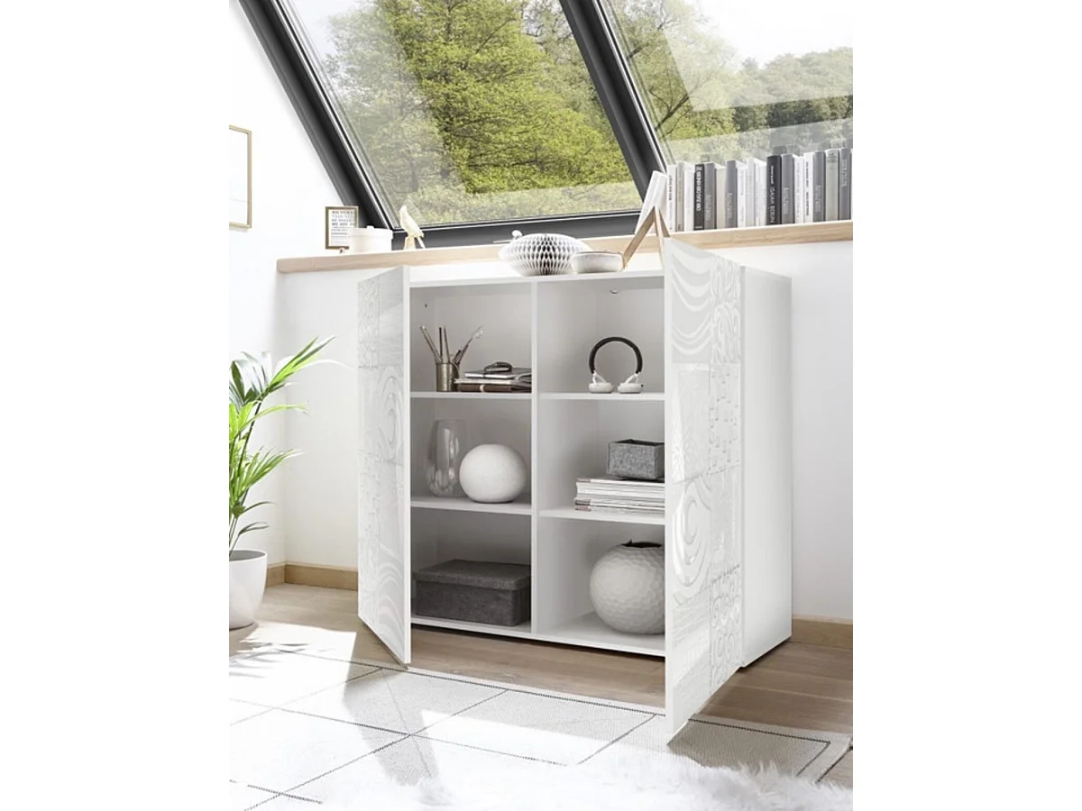 Buffet haut MIREL 2 portes en Blanc 121 cm