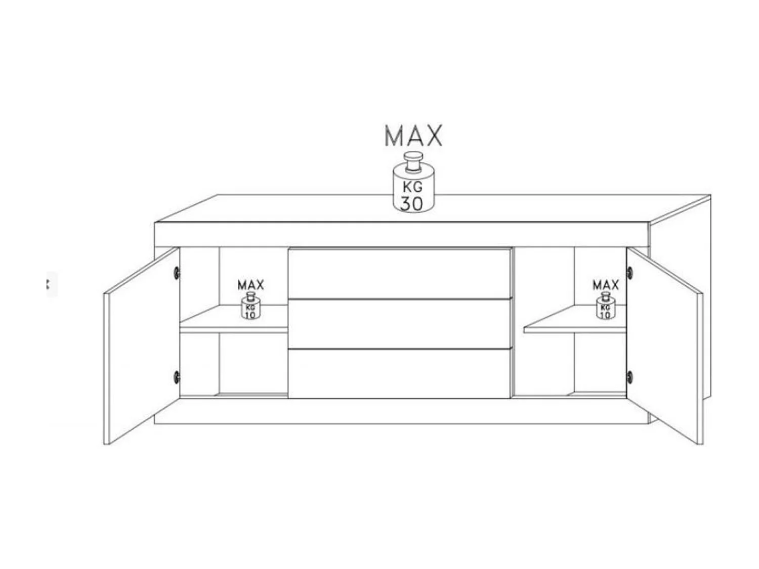 Buffet BASIC 210cm blanc