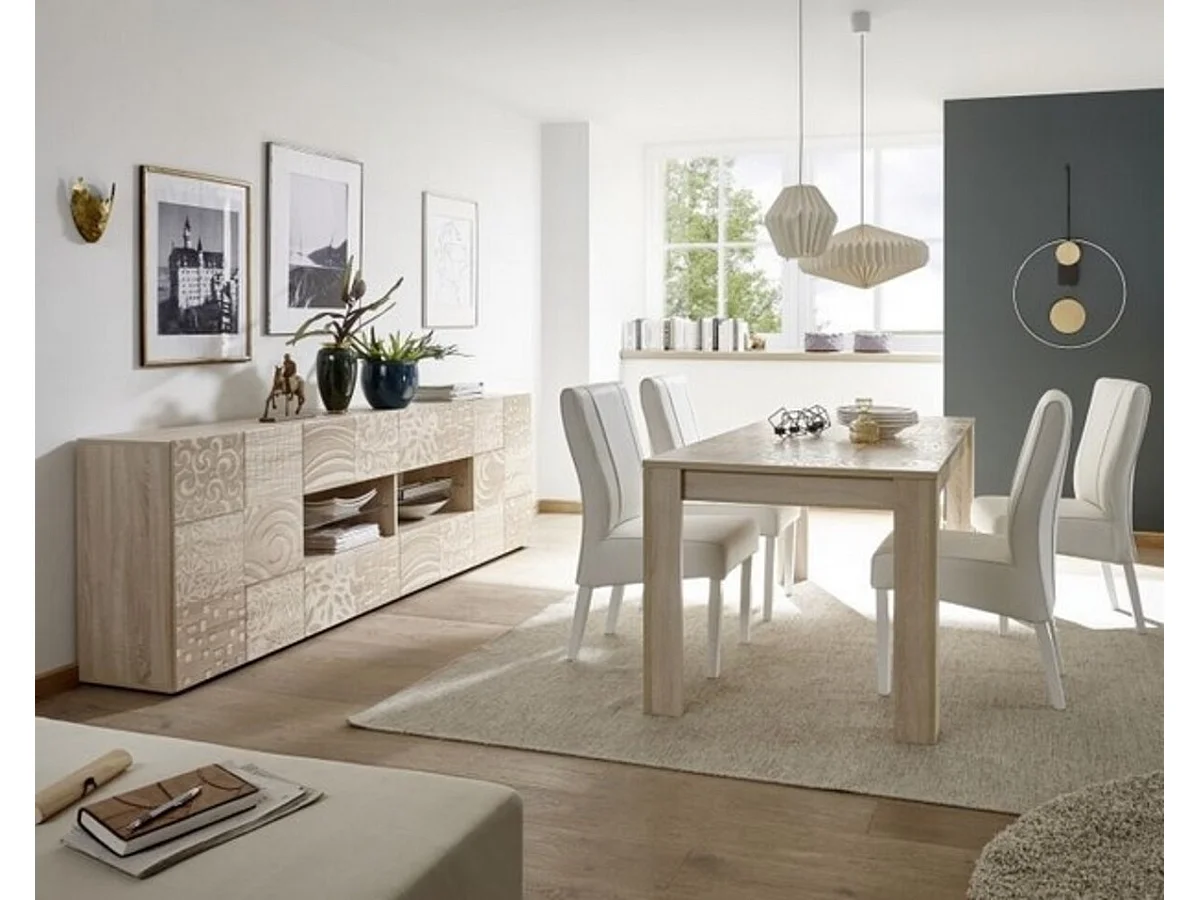 Buffet MIREL chêne 2 portes 4 tiroirs 241 cm