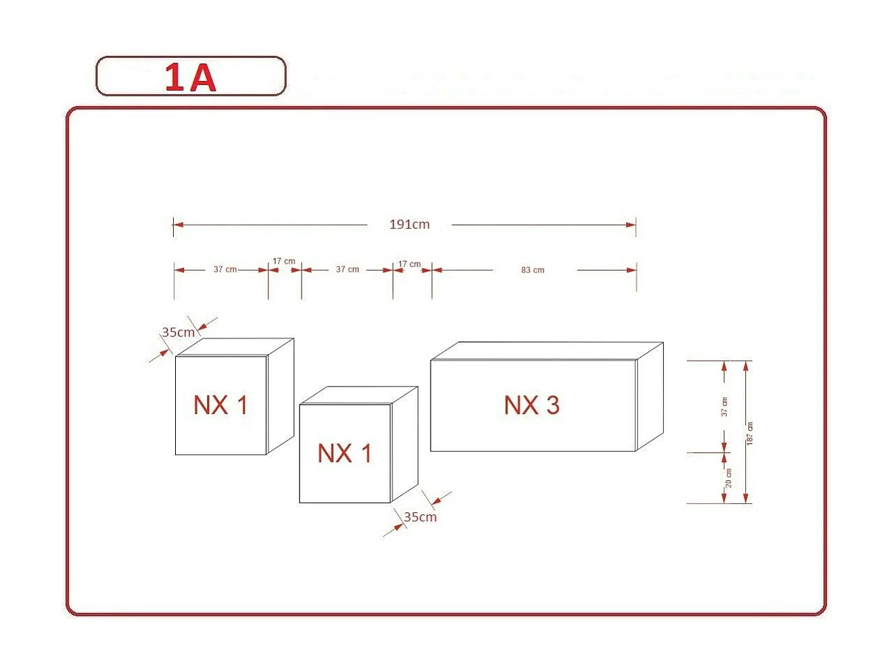Ensemble meuble TV NEXT 263 AN263-17BW-HG24-1A blanc-noir brillant 191 cm