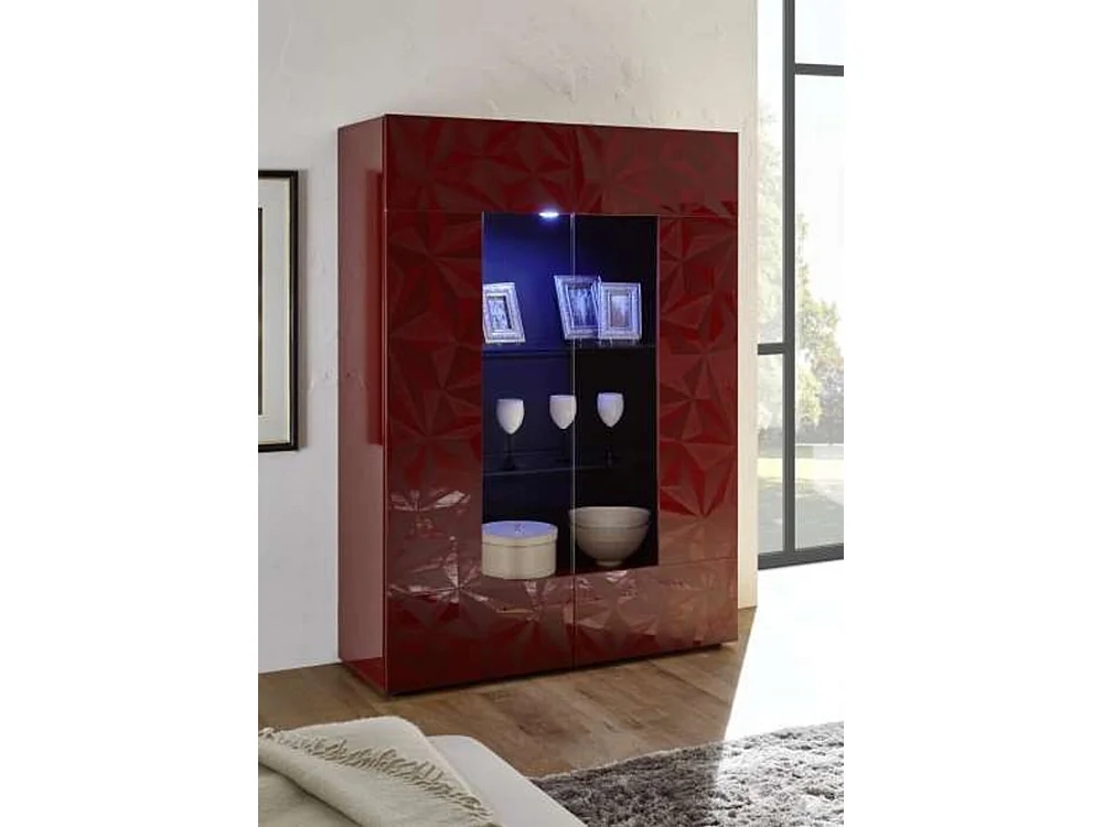 Vitrine 2 portes LUTHER grenat 121x166 cm