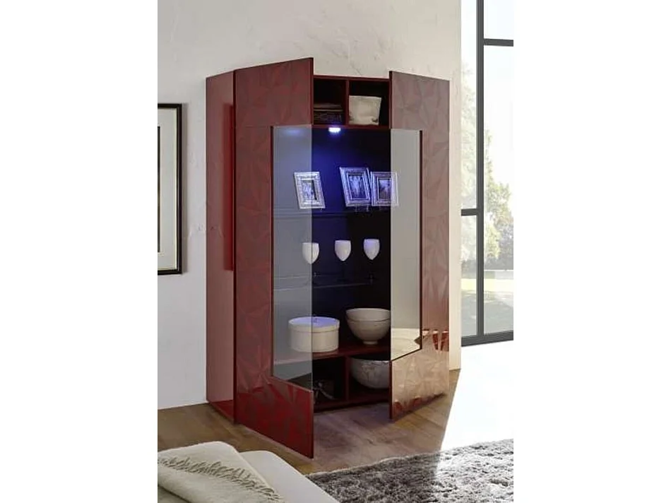 Vitrine 2 portes LUTHER grenat 121x166 cm