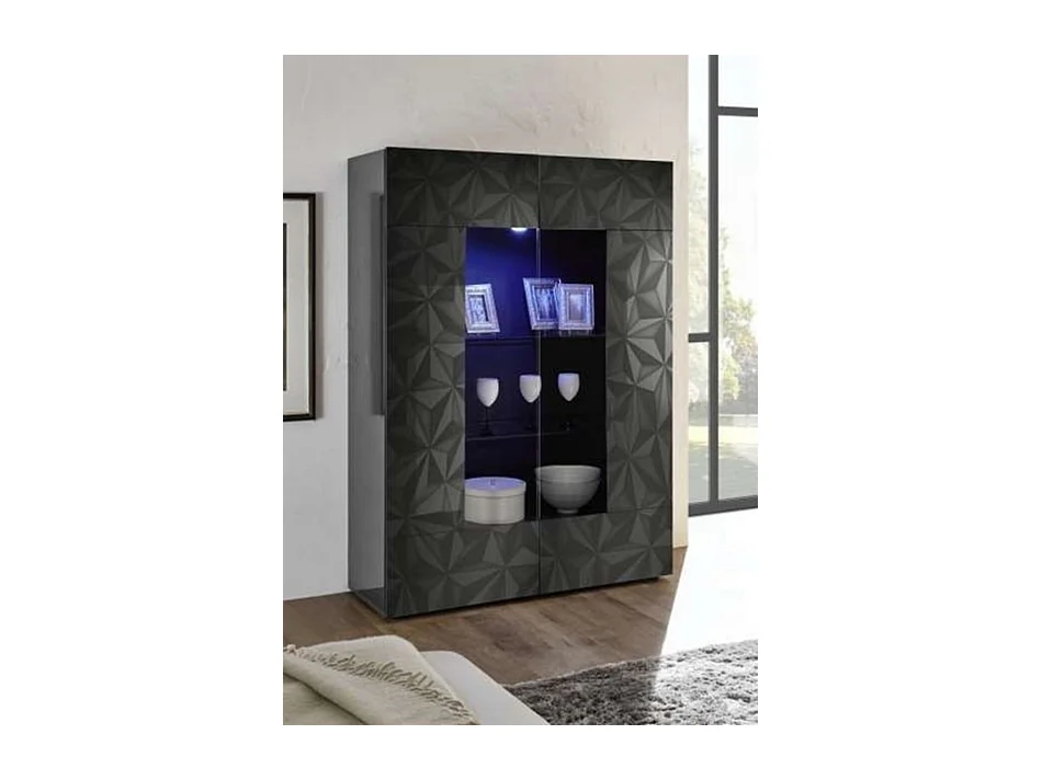 Vitrine 2 portes LUTHER anthracite 121x166 cm