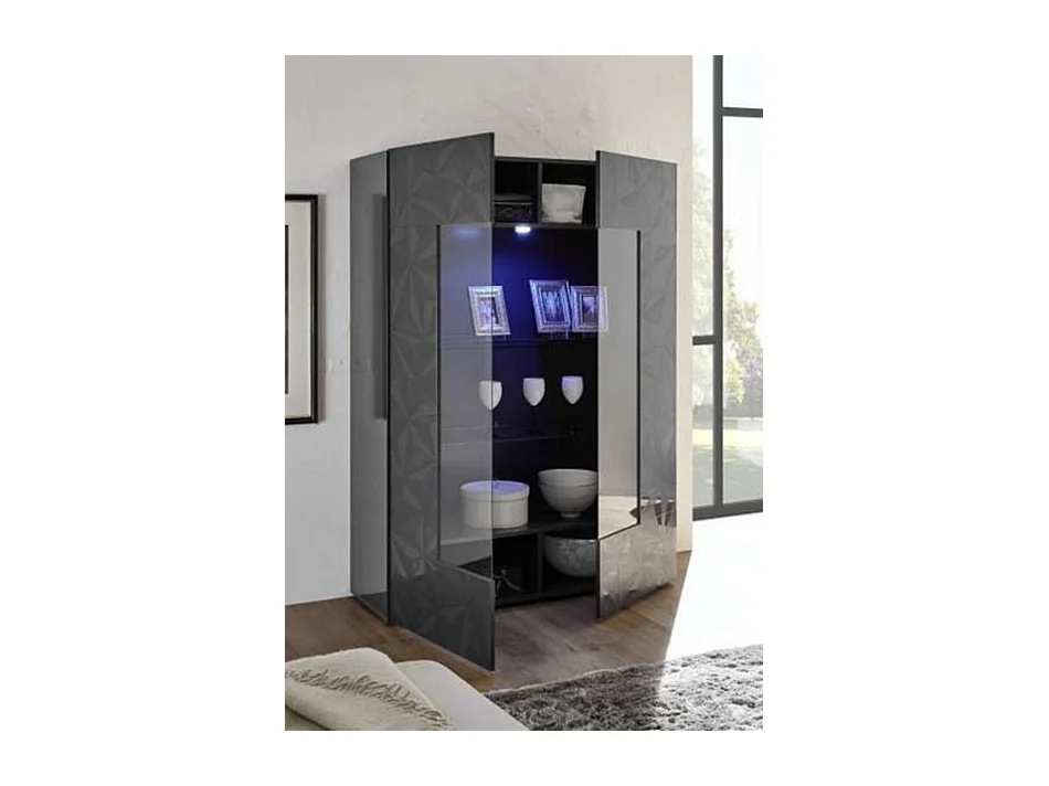 Vitrine 2 portes LUTHER anthracite 121x166 cm