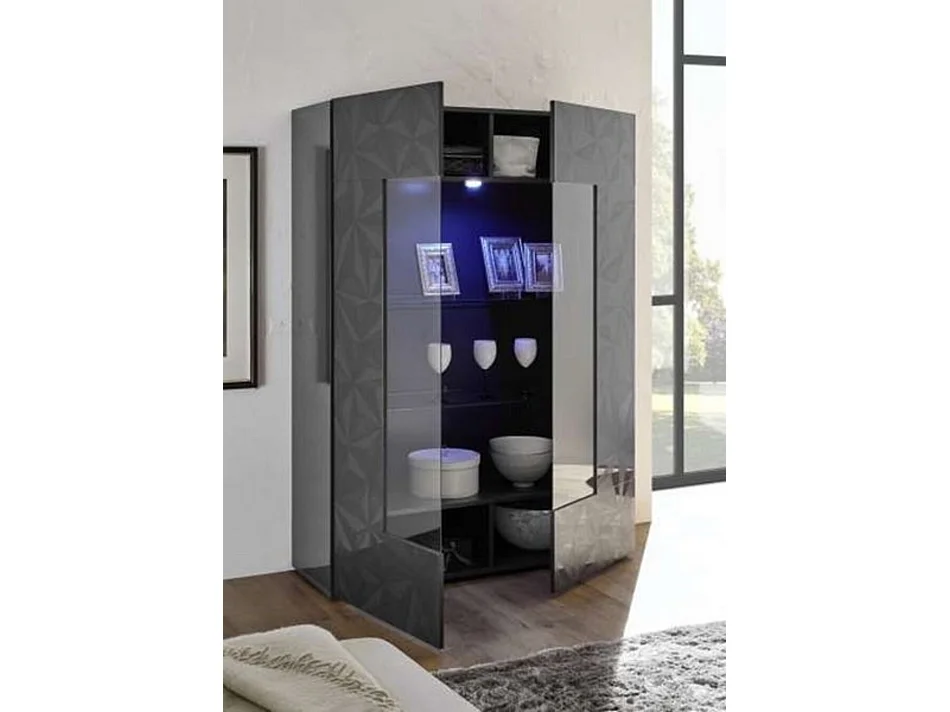 Vitrine 2 portes LUTHER anthracite 121x166 cm
