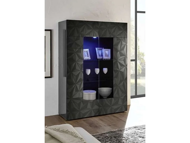 Vitrine 2 portes LUTHER anthracite 121x166 cm