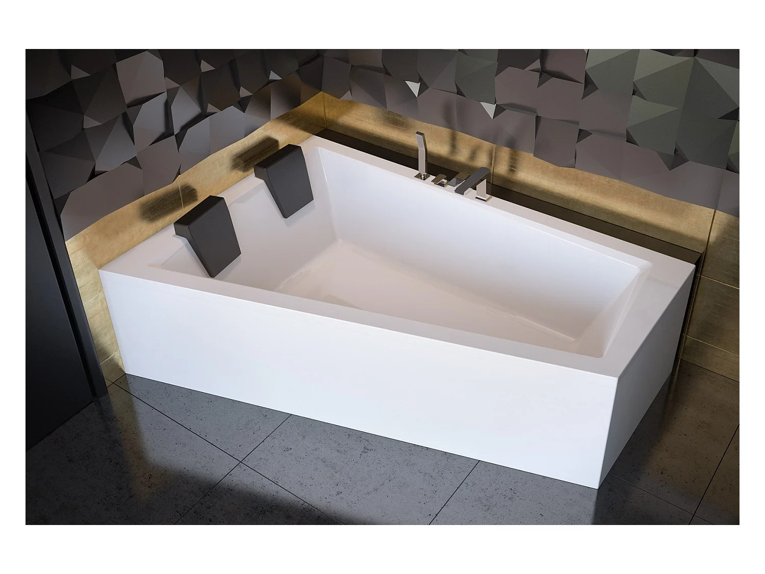 Baignoire d'angle Gauche INTIMA DUO en 170 ou 180 cm - Dimensions: 180cm