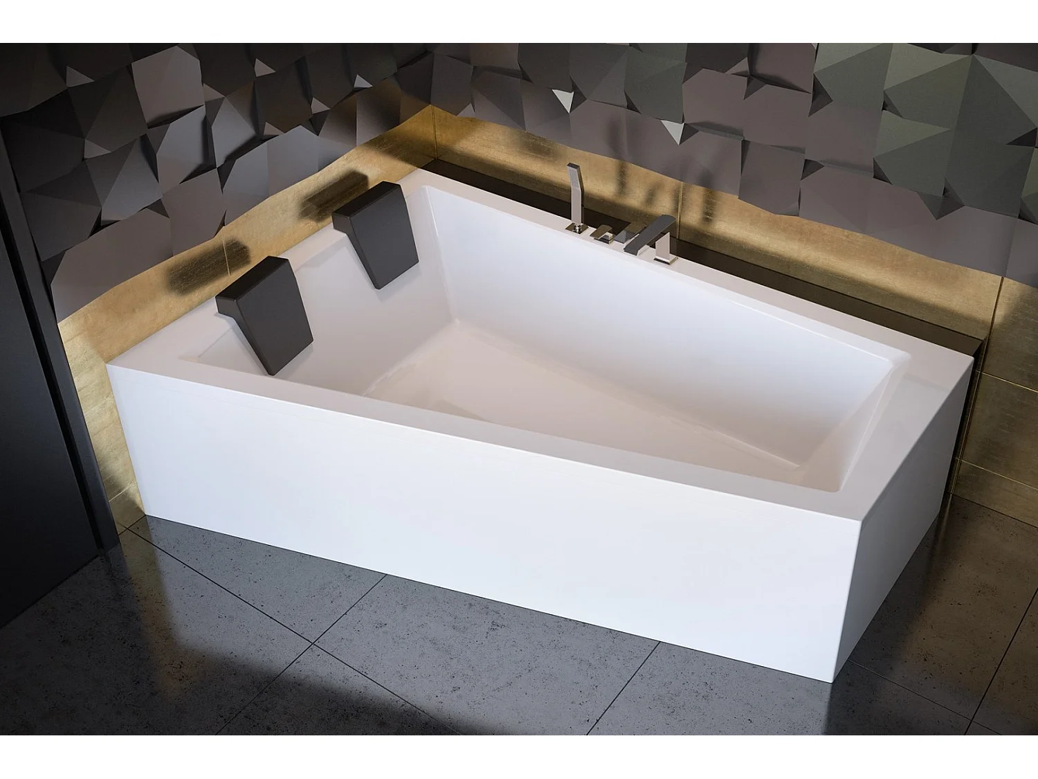 Baignoire d'angle Gauche INTIMA DUO en 170 ou 180 cm - Dimensions: 180cm