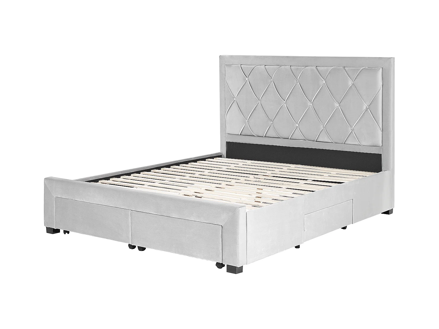 Bed met opbergladen Fluweel LIEVIN 160 x 200 cm Lichtgrijs