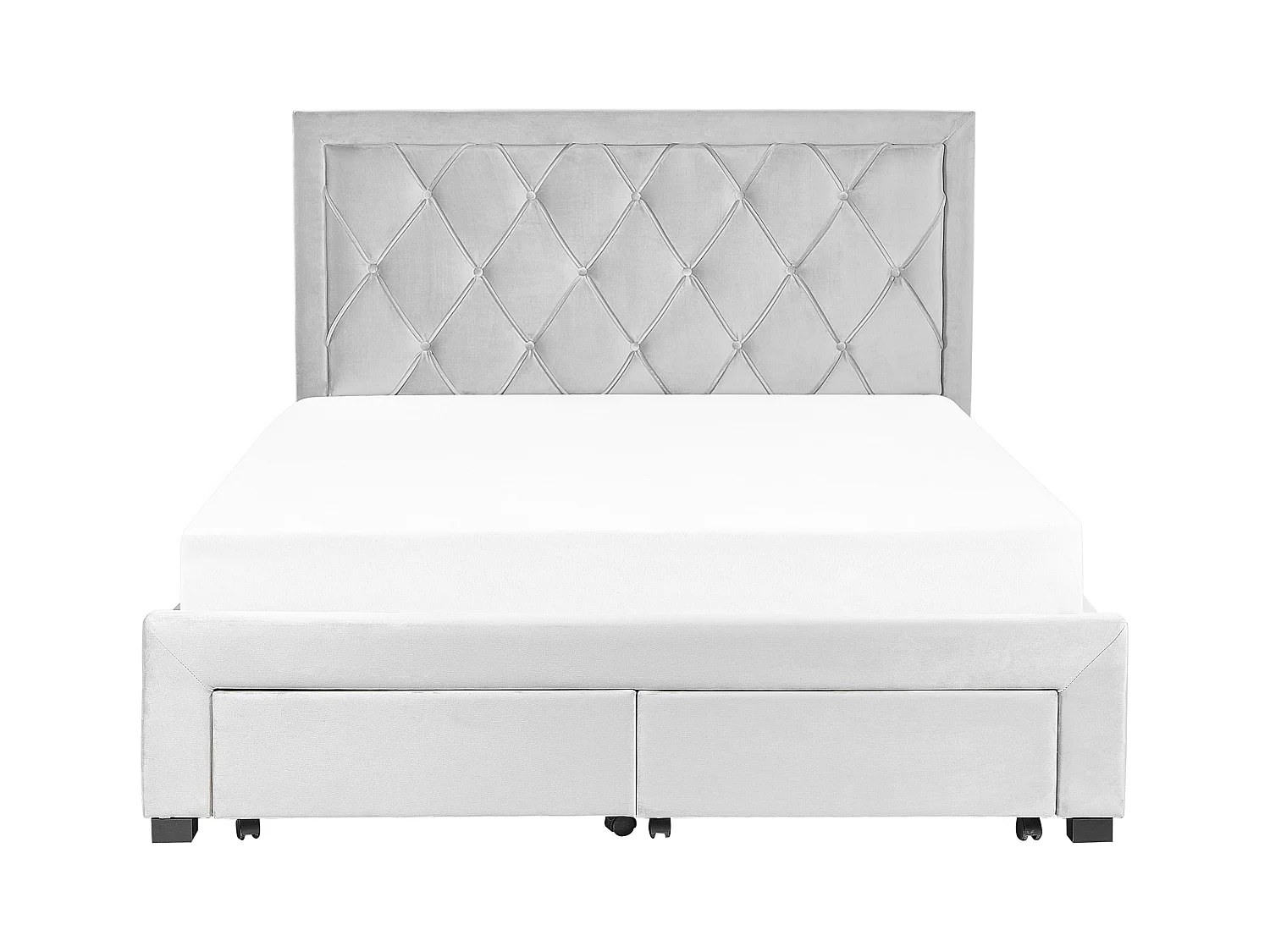 Bed met opbergladen Fluweel LIEVIN 160 x 200 cm Lichtgrijs