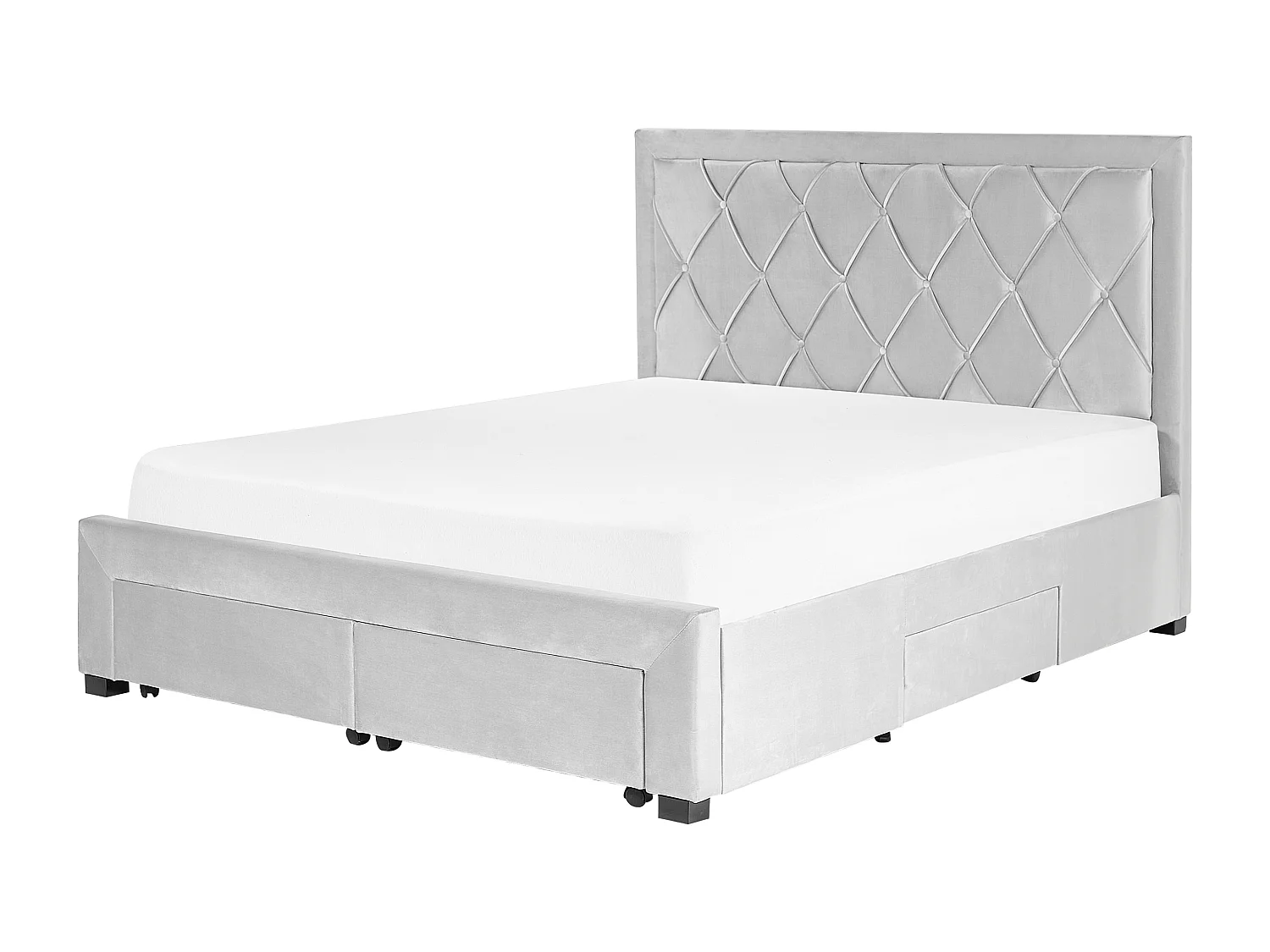 Letto con cassetti contenitori Velluto LIEVIN 160 x 200 cm Grigio chiaro