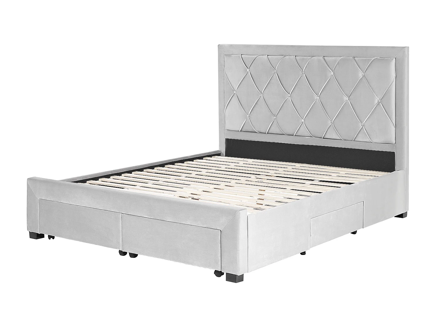 Bed met opbergladen Fluweel LIEVIN 160 x 200 cm Lichtgrijs