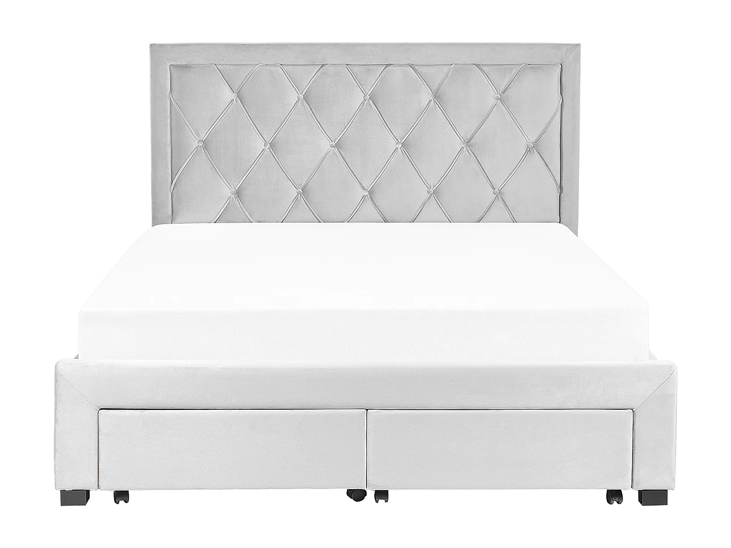 Bed met opbergladen Fluweel LIEVIN 160 x 200 cm Lichtgrijs