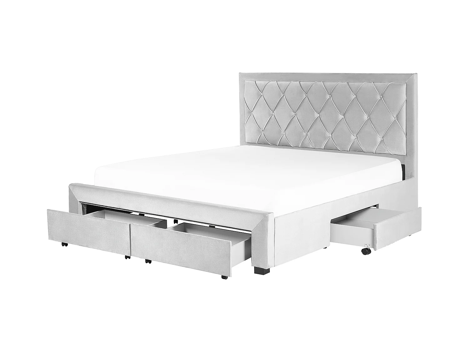 Bed met opbergladen Fluweel LIEVIN 180 x 200 cm Lichtgrijs