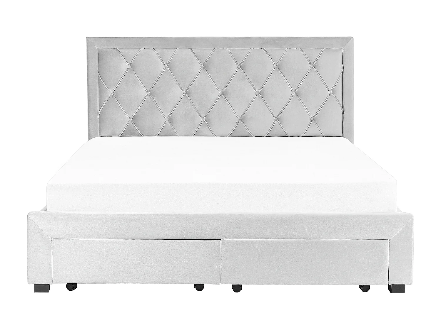 Lit avec tiroirs de rangement Velours LIEVIN 180 x 200 cm Gris clair