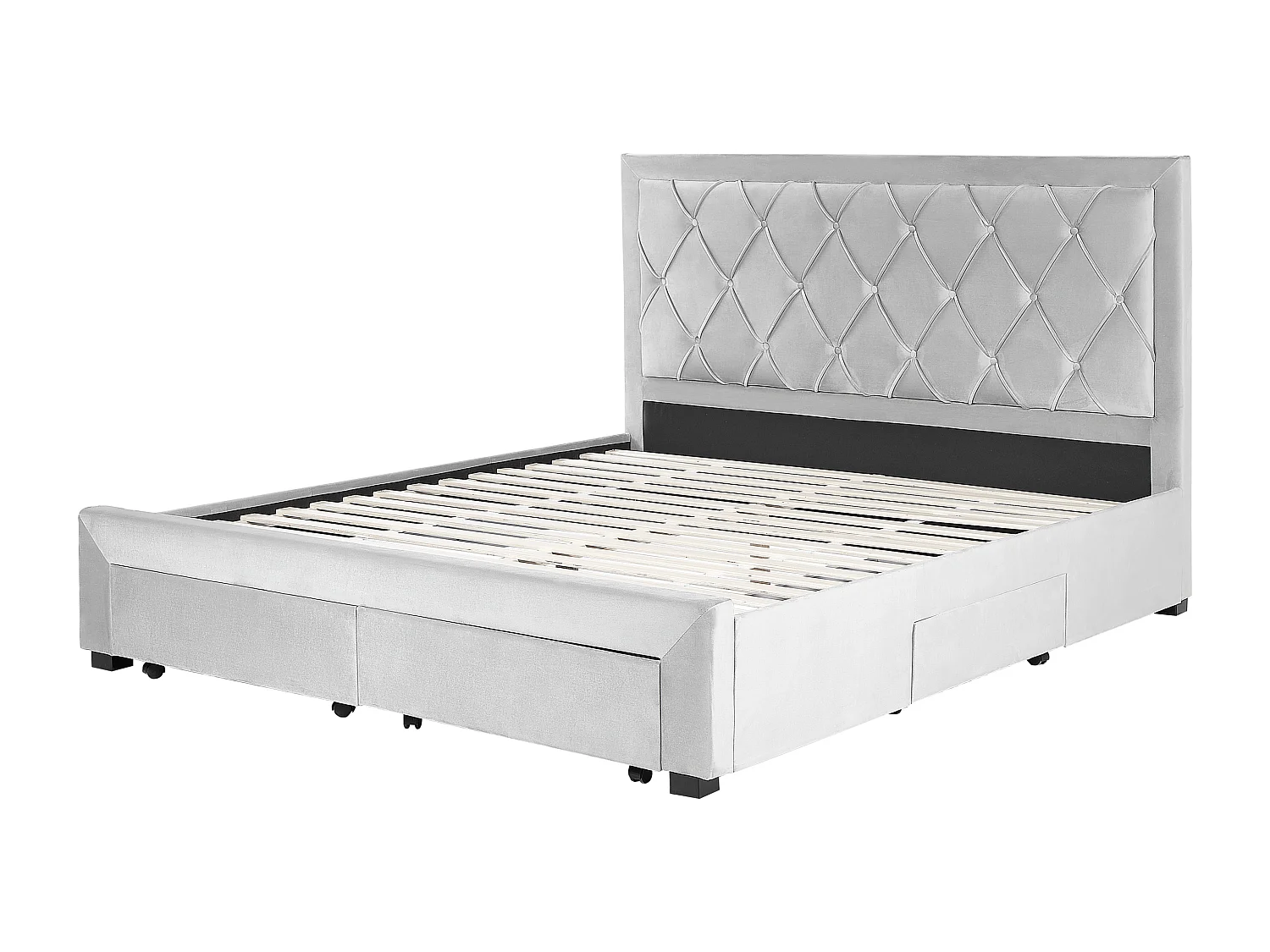 Bed met opbergladen Fluweel LIEVIN 180 x 200 cm Lichtgrijs