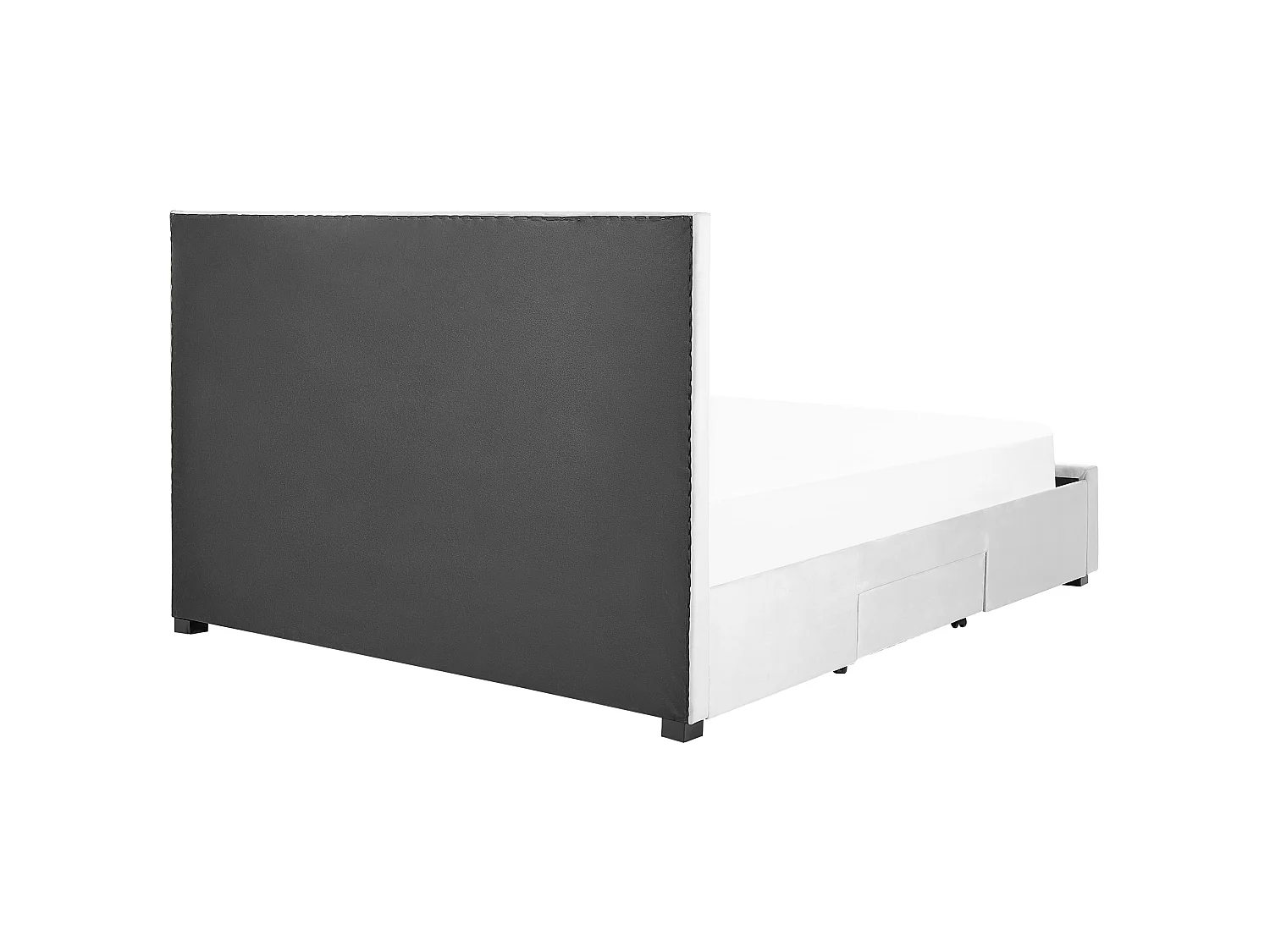 Lit avec tiroirs de rangement Velours LIEVIN 180 x 200 cm Gris clair