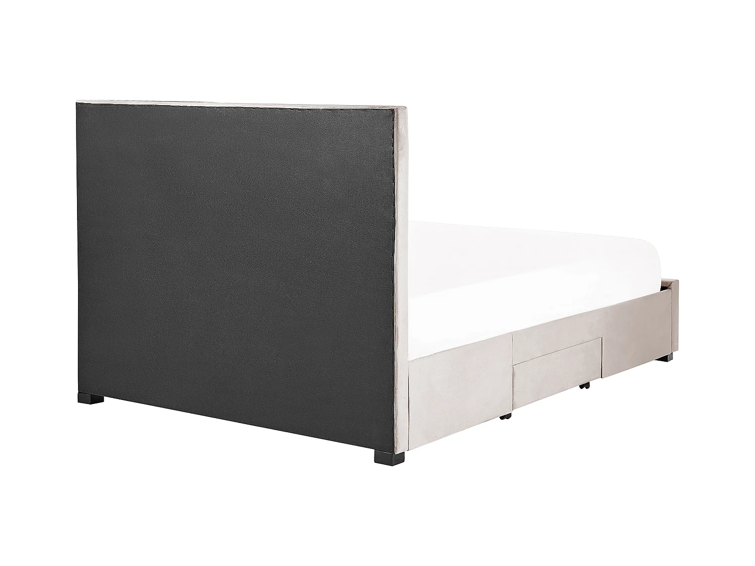 Cama com gavetas de arrumação Veludo LIEVIN 160 x 200 cm Creme