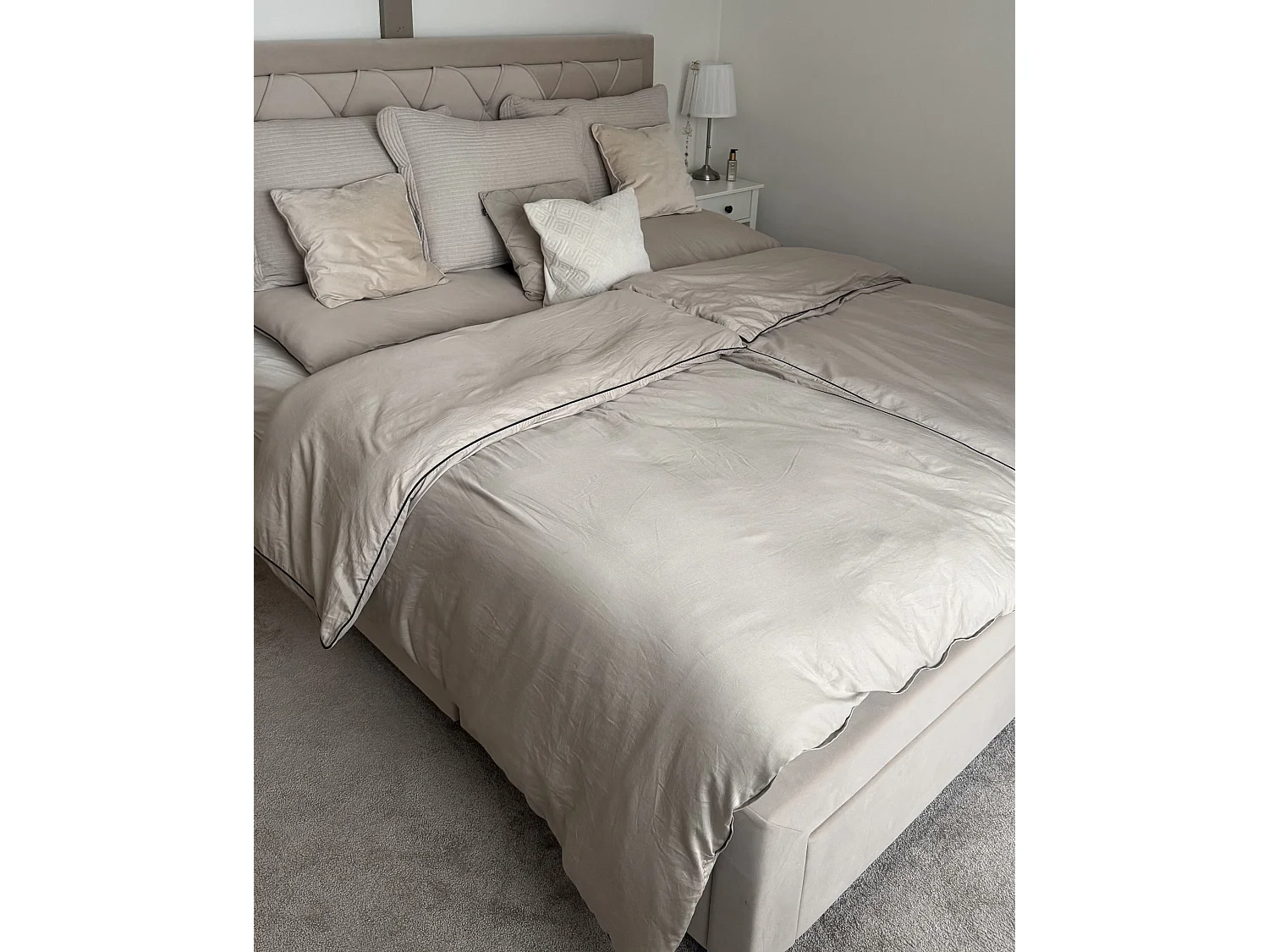 Bett mit Schubladen Samtstoff LIEVIN 160 x 200 cm Beige