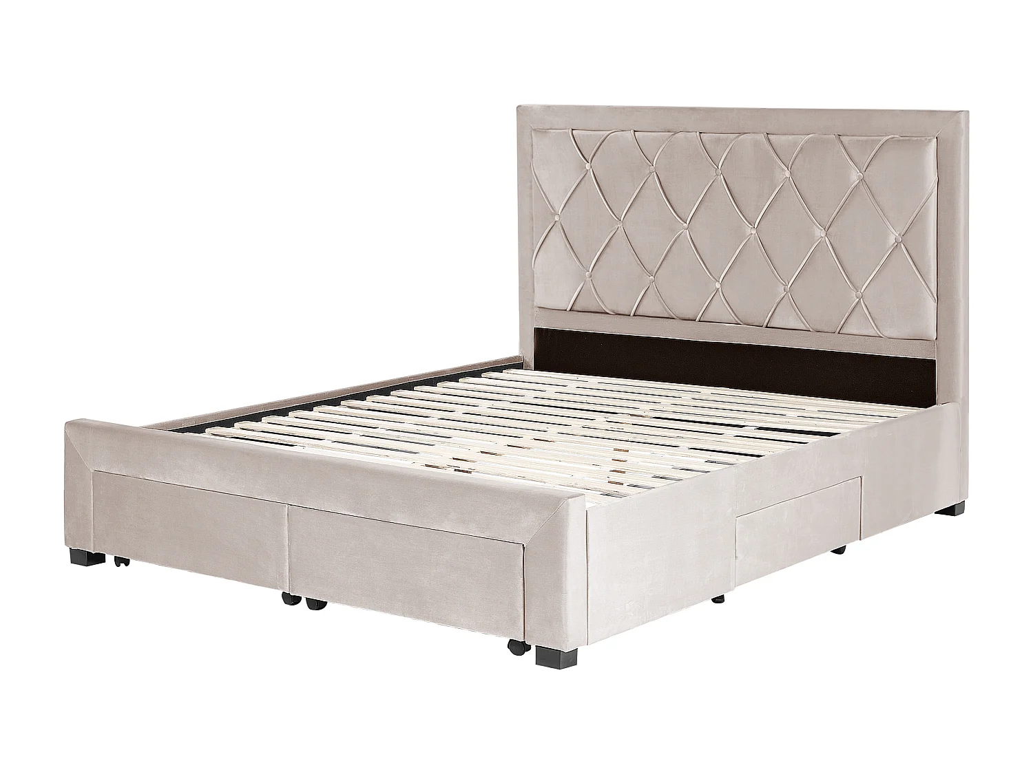 Bed met opbergladen Fluweel LIEVIN 160 x 200 cm Beige
