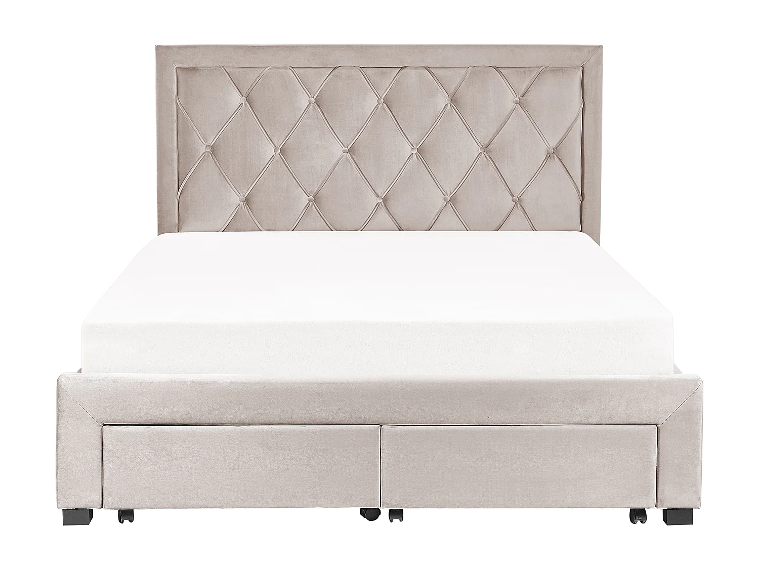 Lit avec tiroirs de rangement Velours LIEVIN 160 x 200 cm Beige