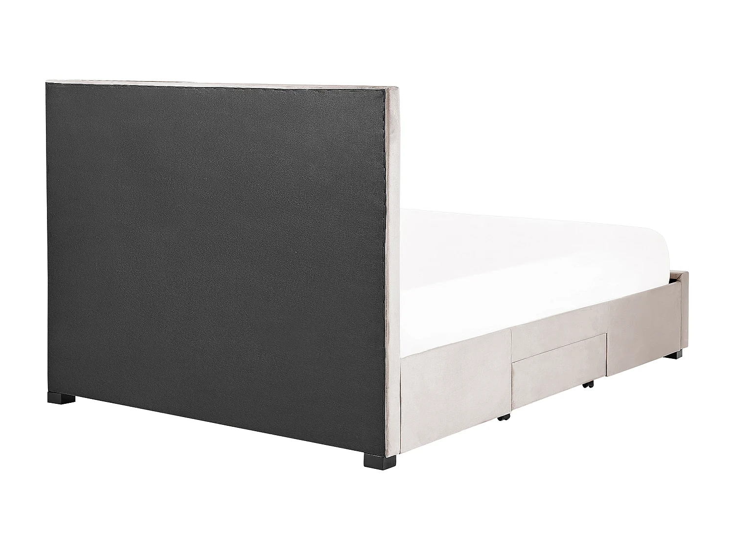 Lit avec tiroirs de rangement Velours LIEVIN 160 x 200 cm Beige
