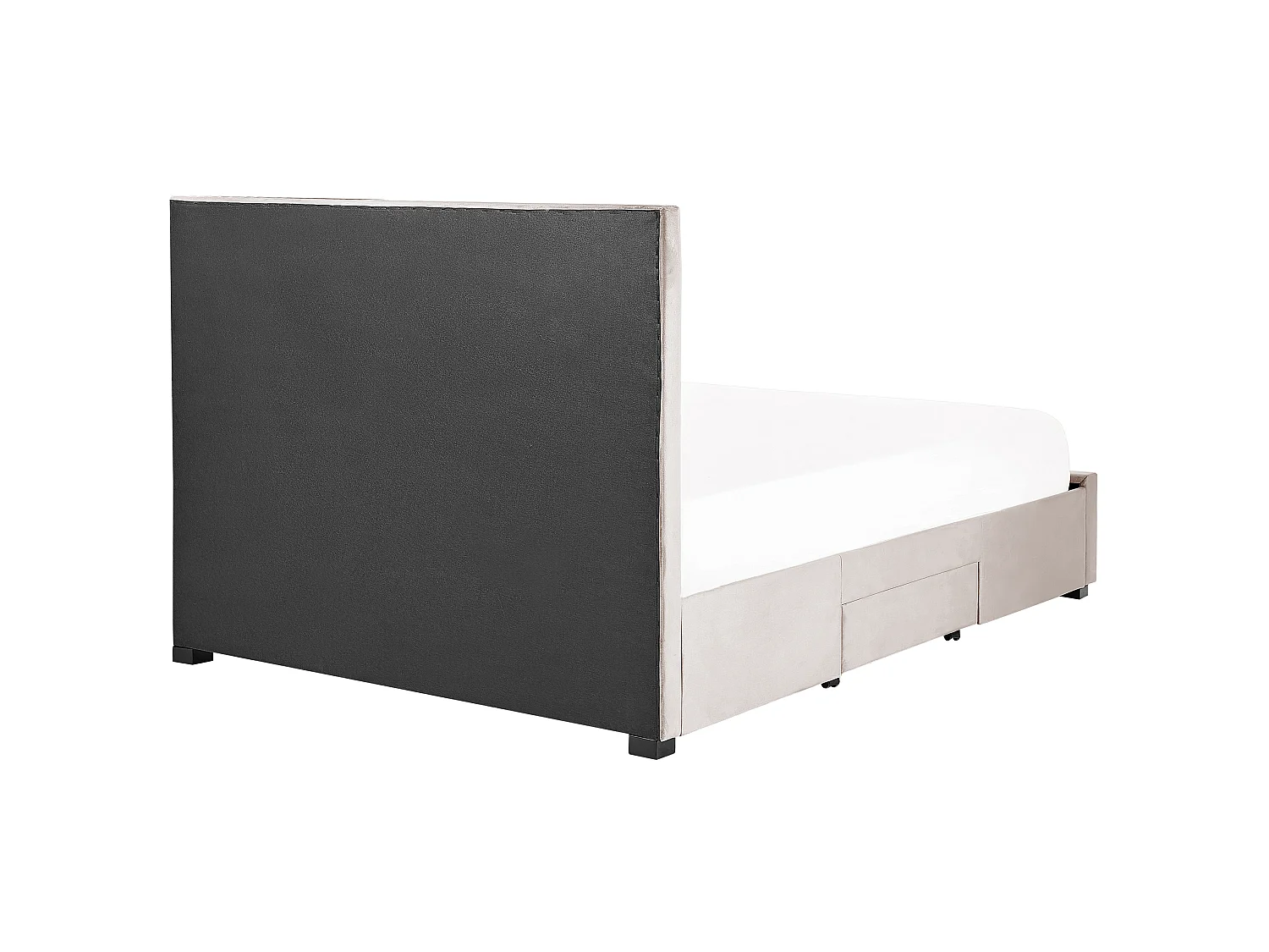 Lit avec tiroirs de rangement Velours LIEVIN 160 x 200 cm Beige