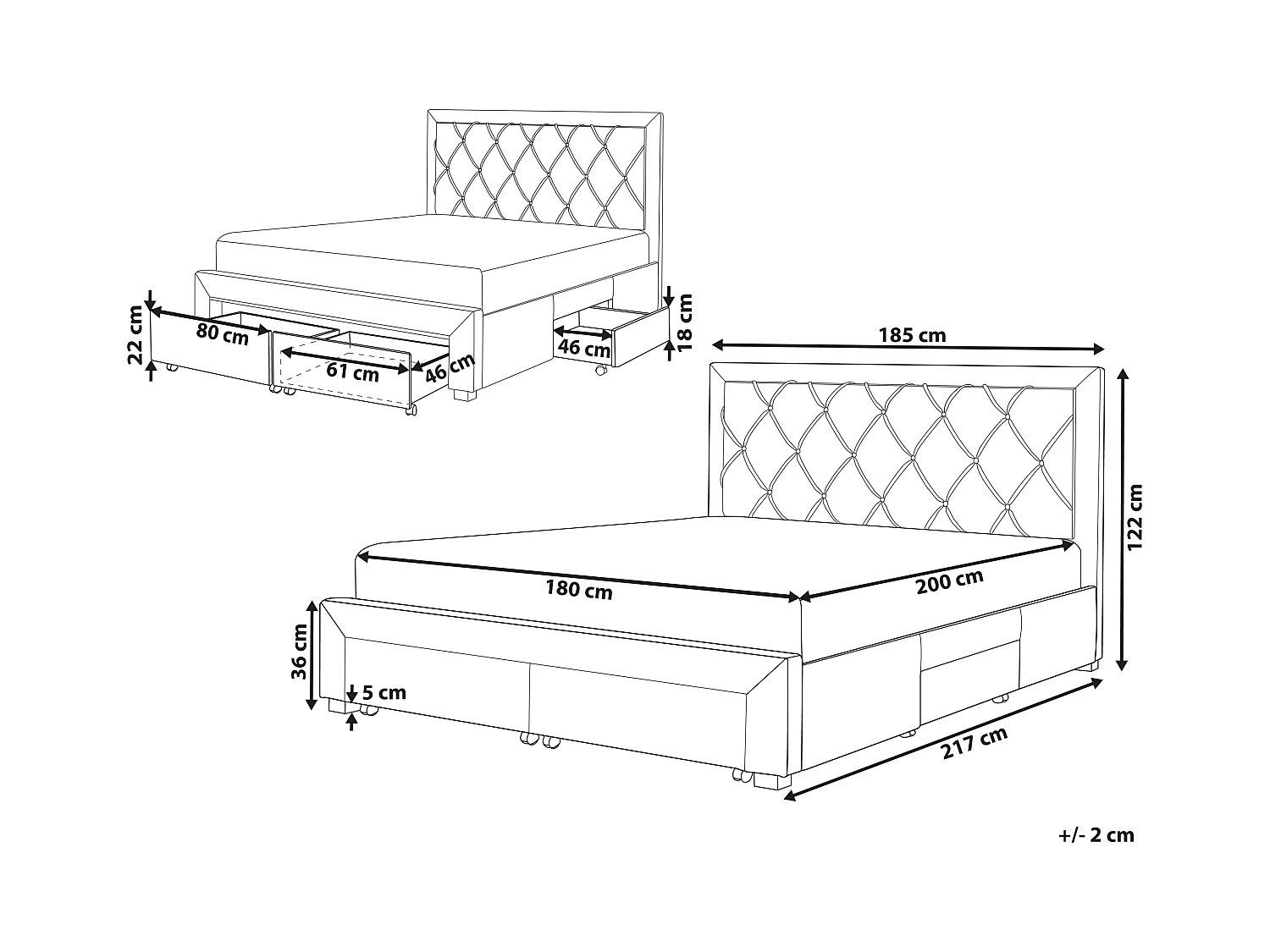 Bed met opbergladen Fluweel LIEVIN 180 x 200 cm Beige