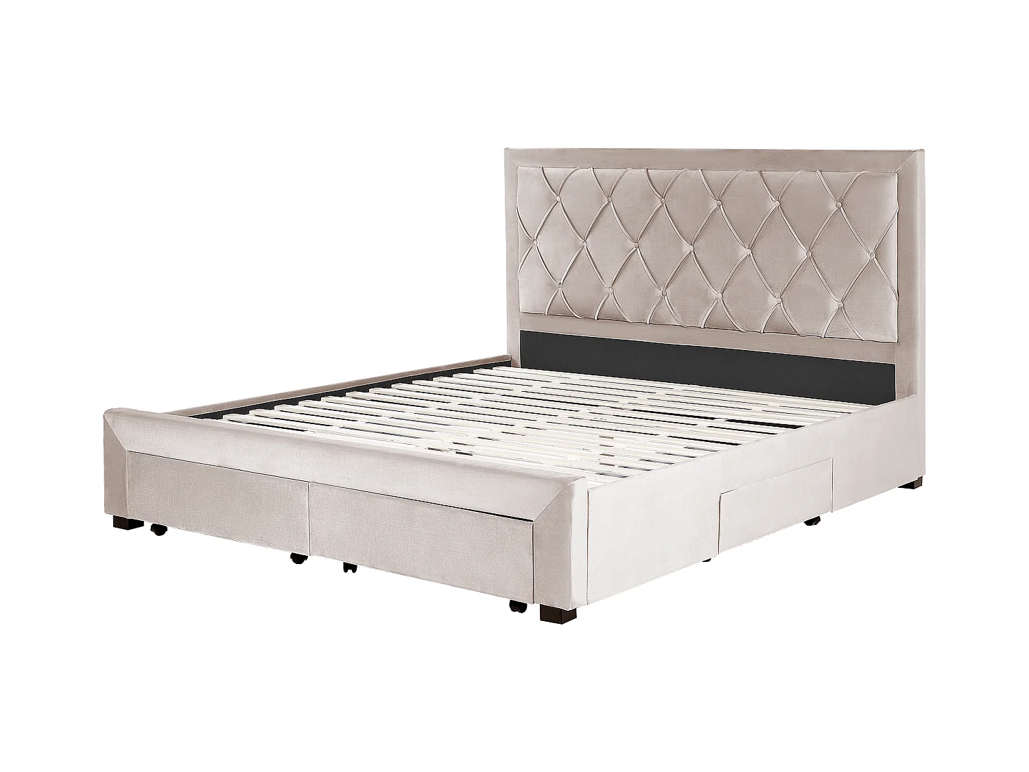 Bed met opbergladen Fluweel LIEVIN 180 x 200 cm Beige
