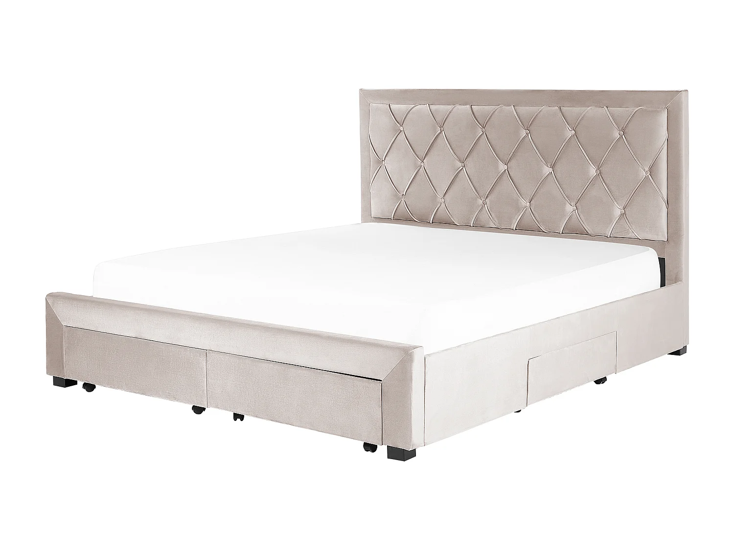 Lit avec tiroirs de rangement Velours LIEVIN 180 x 200 cm Beige