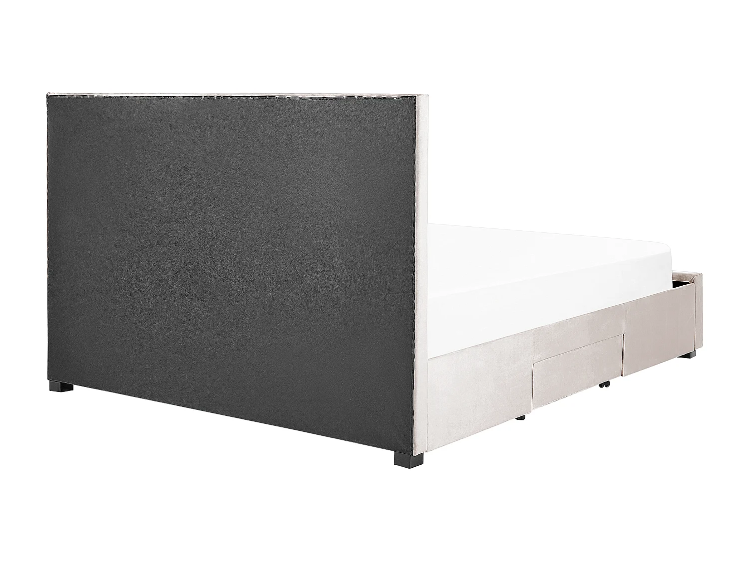 Lit avec tiroirs de rangement Velours LIEVIN 180 x 200 cm Beige