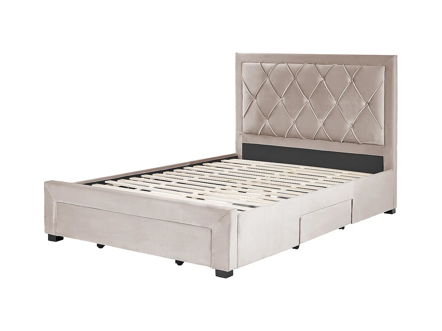 Bed met opbergladen Fluweel LIEVIN 140 x 200 cm Beige
