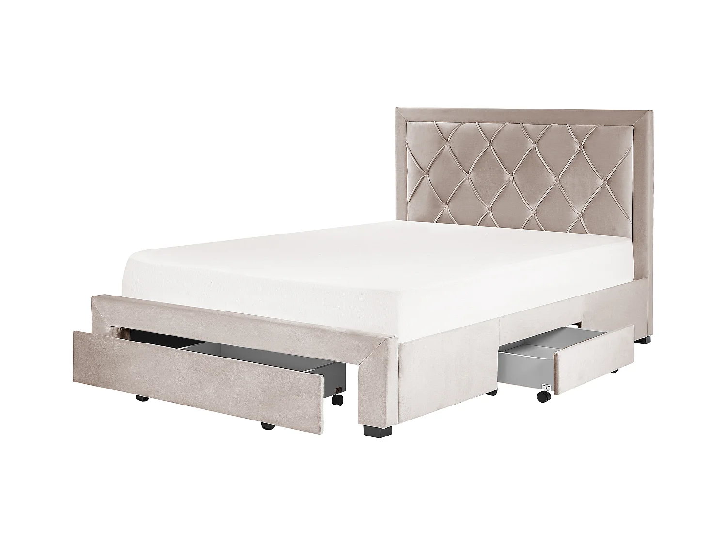Lit avec tiroirs de rangement Velours LIEVIN 140 x 200 cm Beige