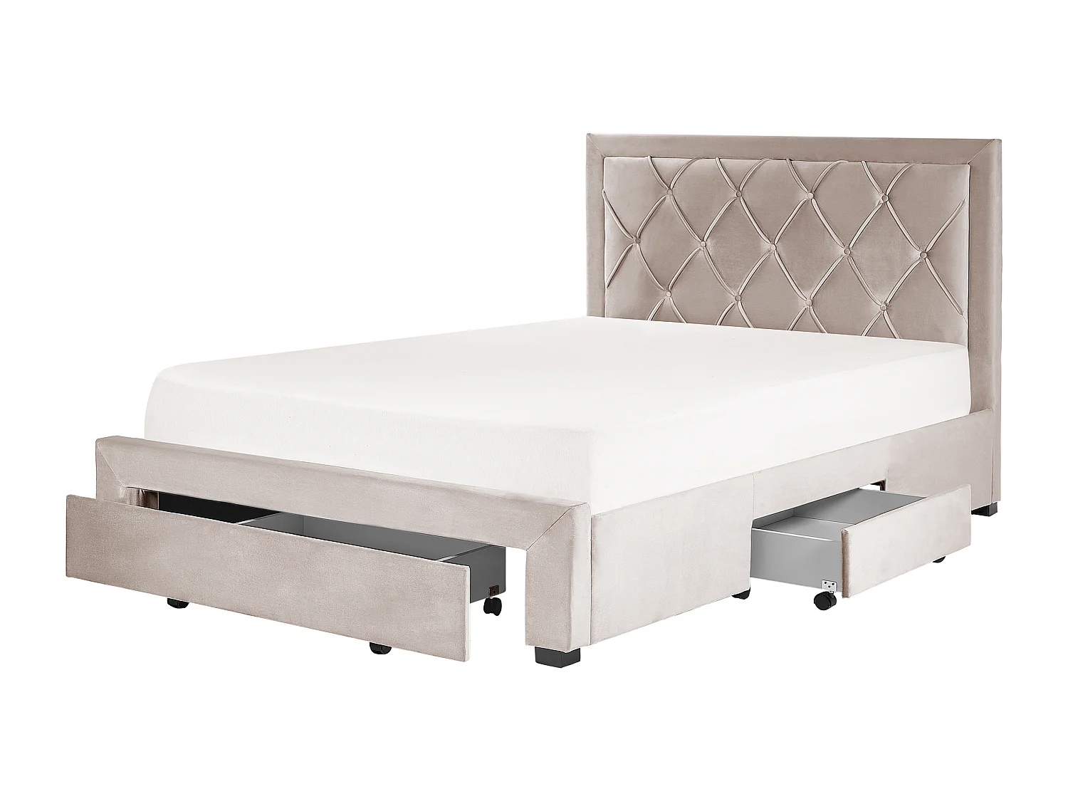 Lit avec tiroirs de rangement Velours LIEVIN 140 x 200 cm Beige