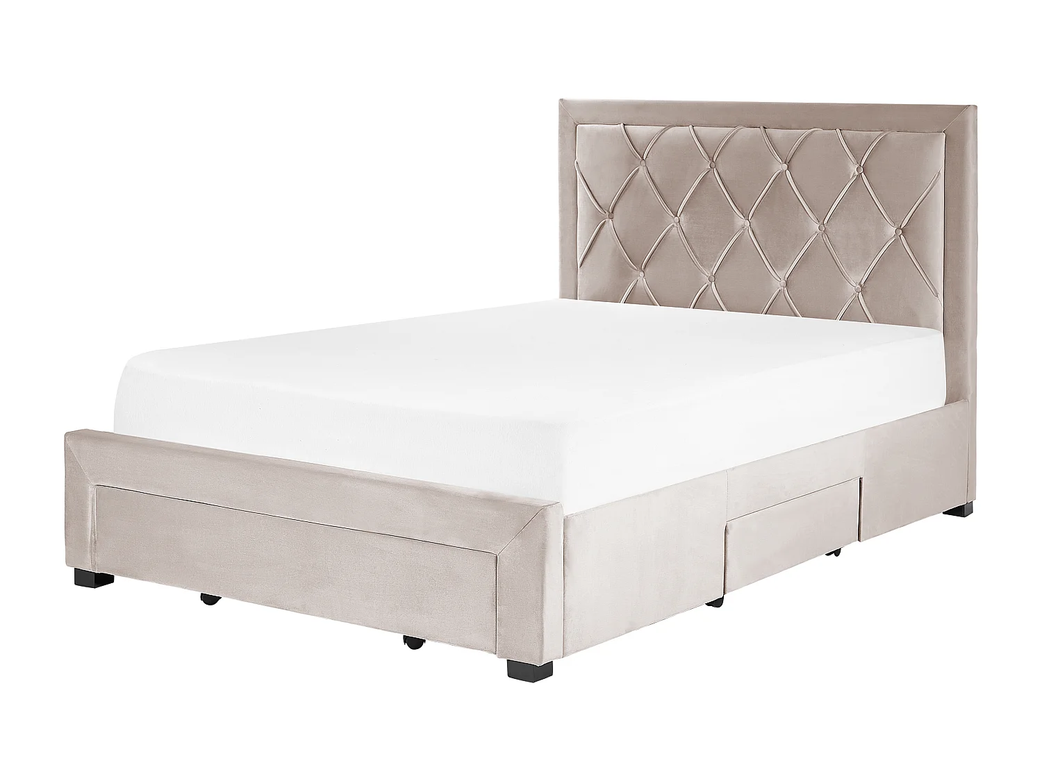 Lit avec tiroirs de rangement Velours LIEVIN 140 x 200 cm Beige