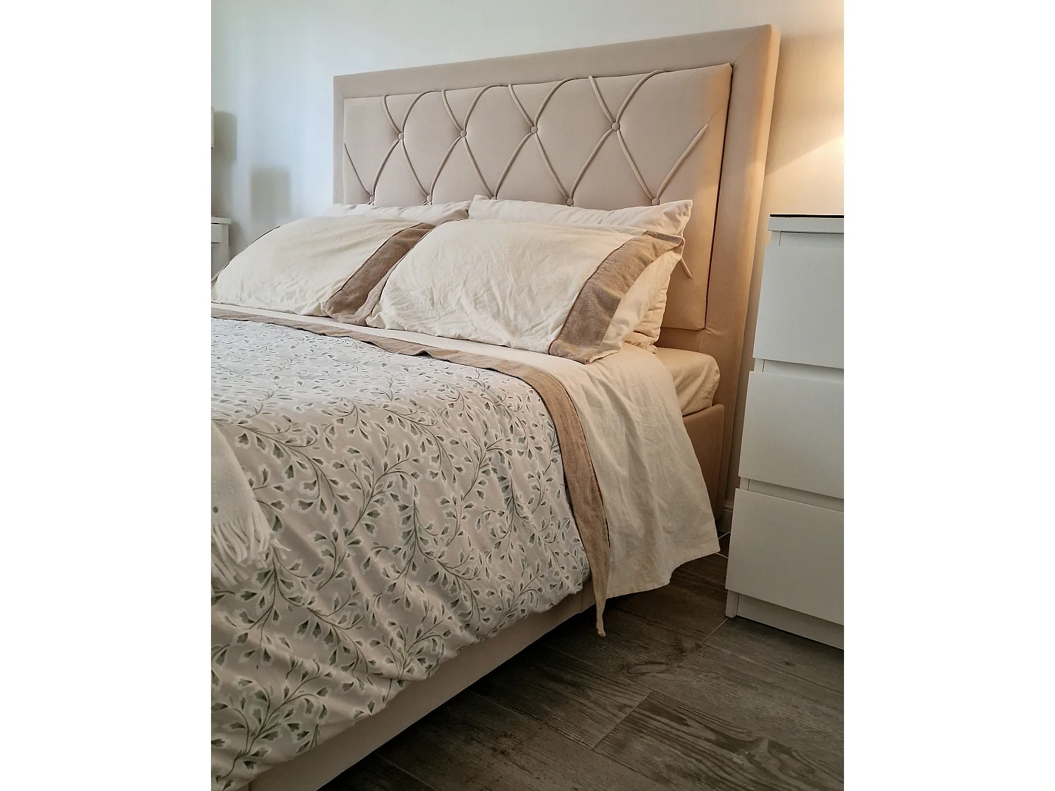 Bett mit Schubladen Samtstoff LIEVIN 140 x 200 cm Beige