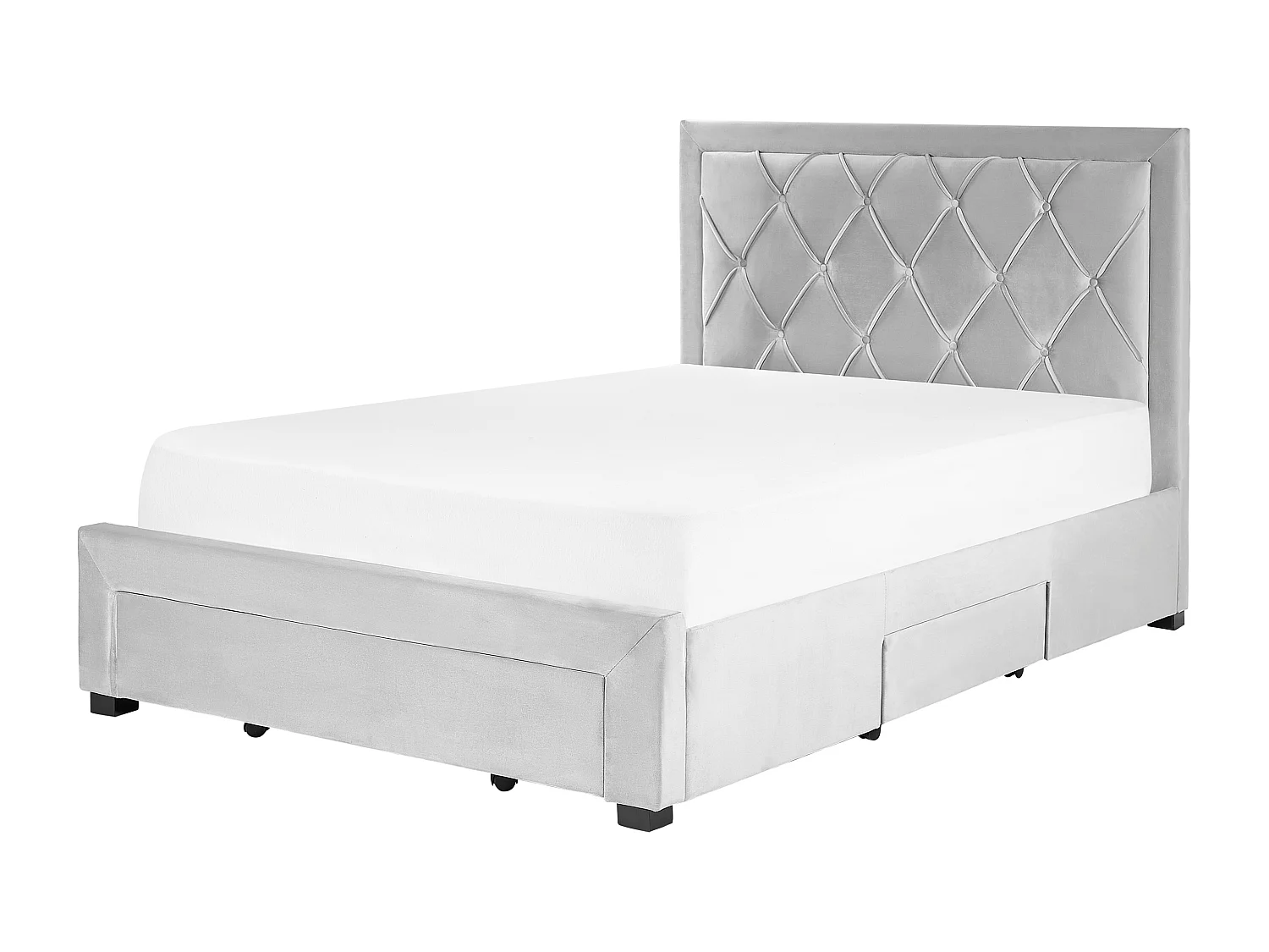 Cama con cajones Terciopelo LIEVIN 140 x 200 cm Gris claro