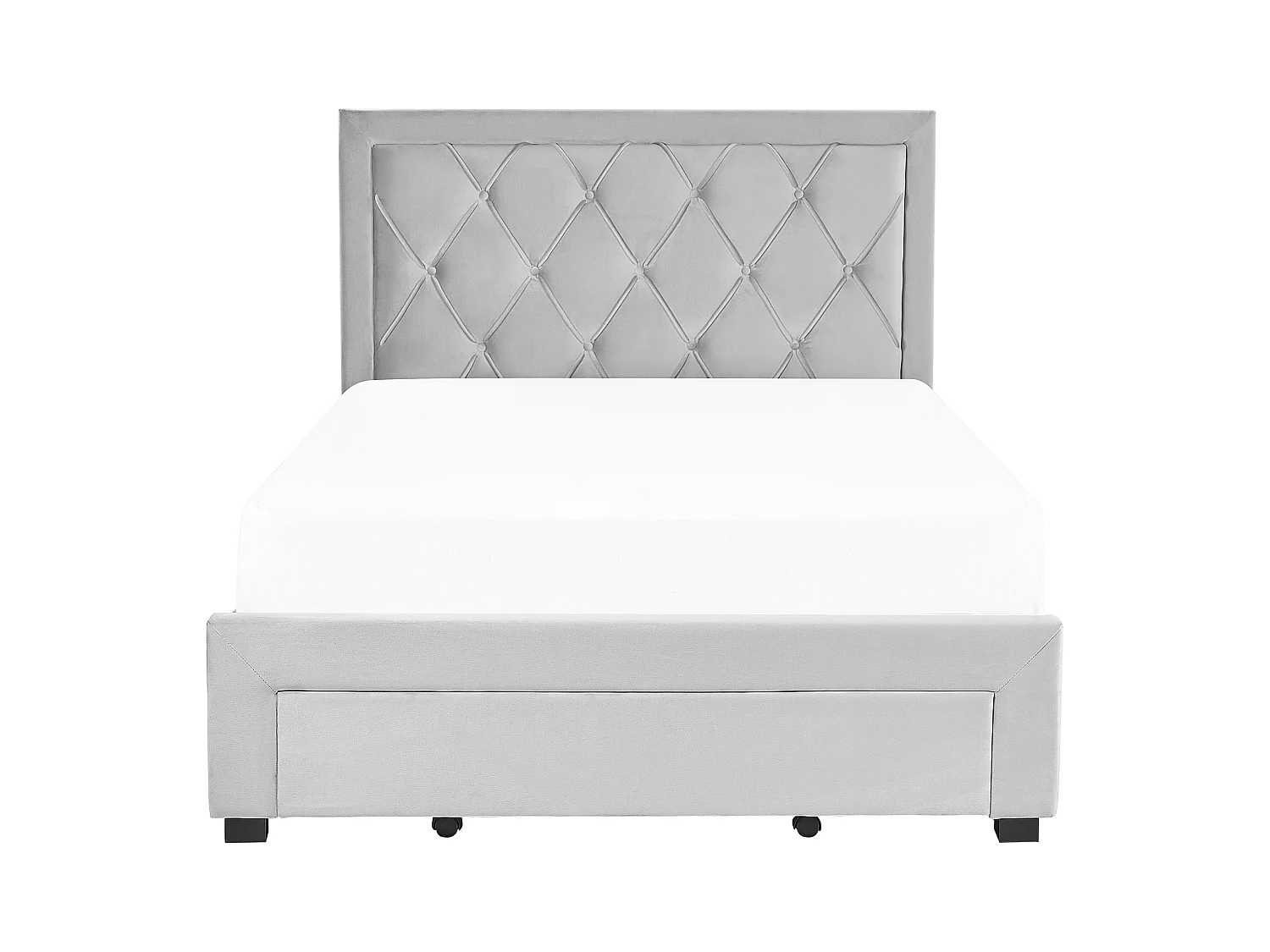 Lit avec tiroirs de rangement Velours LIEVIN 140 x 200 cm Gris clair