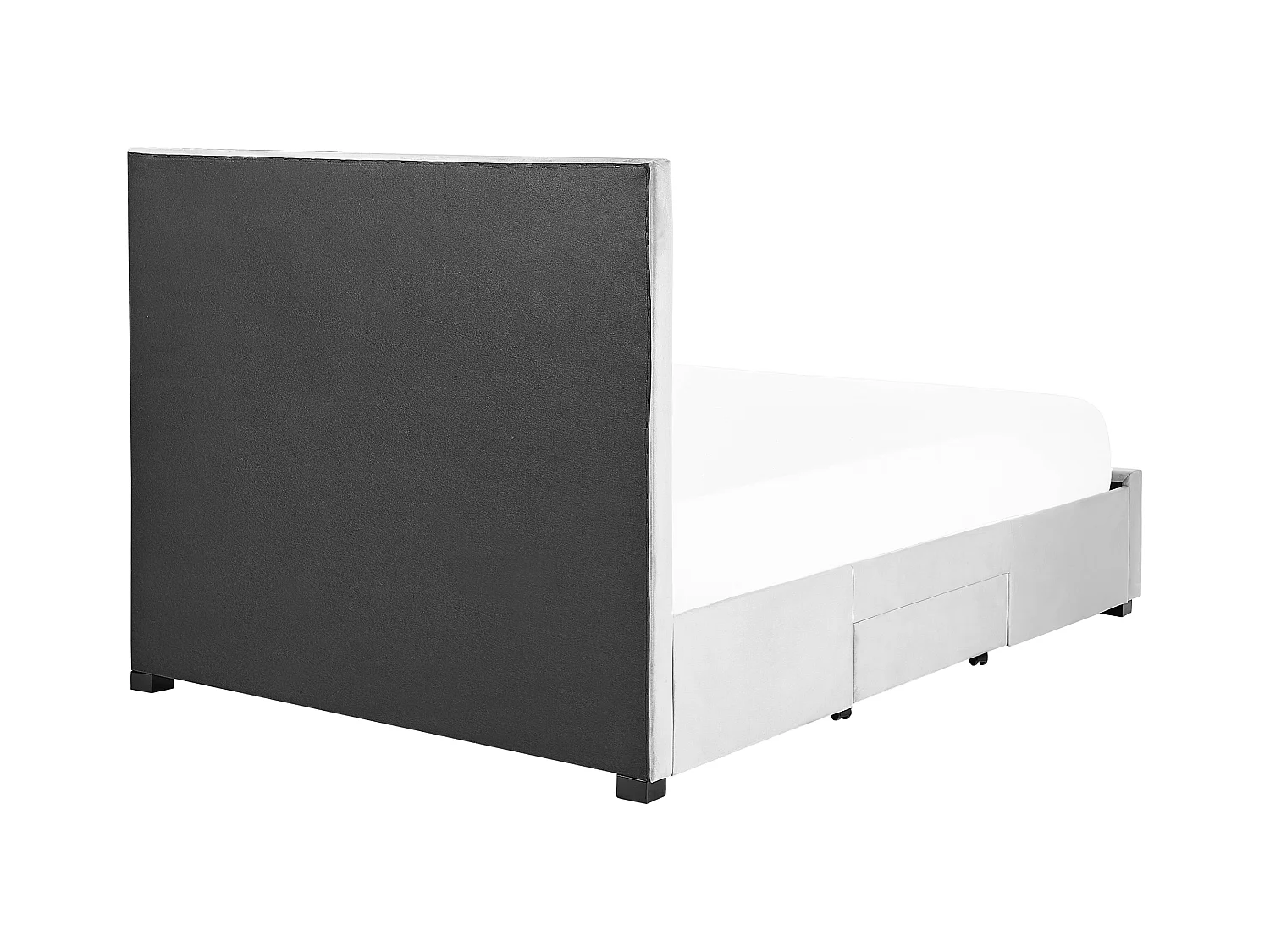 Lit avec tiroirs de rangement Velours LIEVIN 140 x 200 cm Gris clair