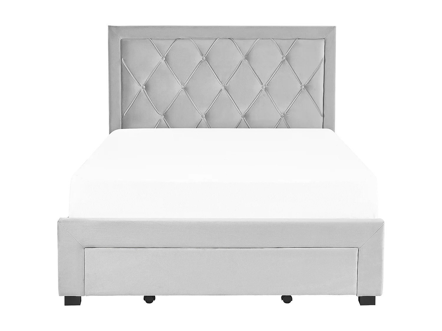 Lit avec tiroirs de rangement Velours LIEVIN 140 x 200 cm Gris clair