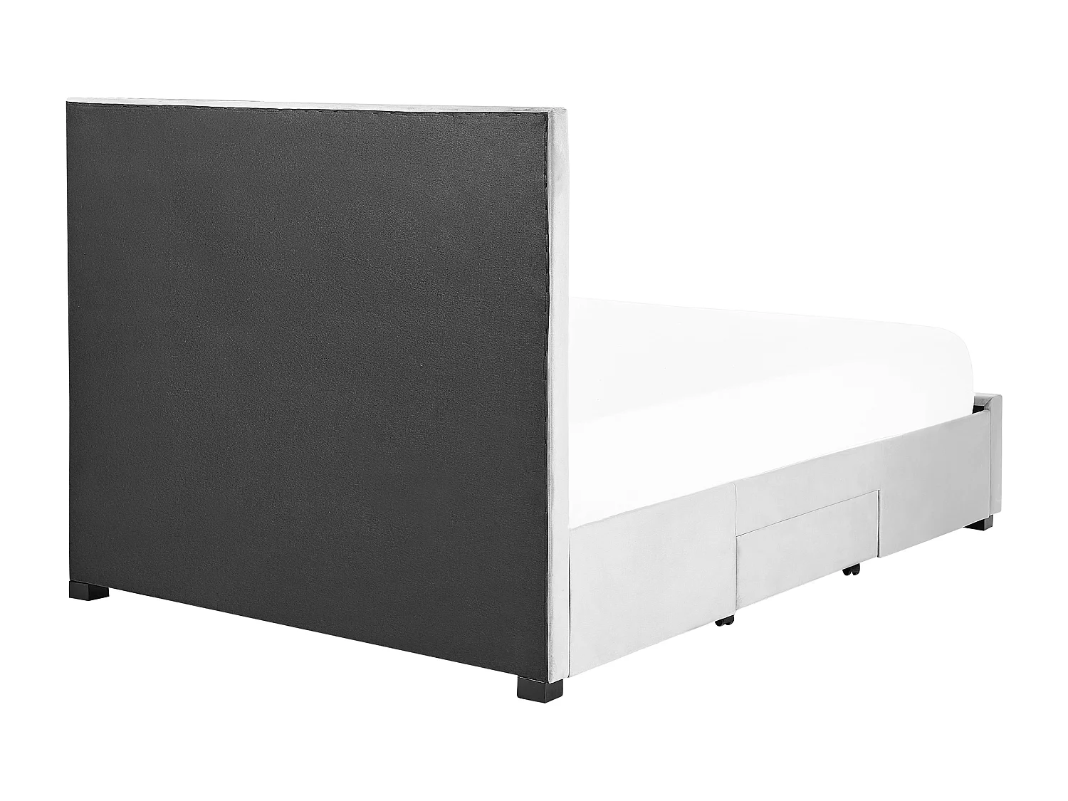 Lit avec tiroirs de rangement Velours LIEVIN 140 x 200 cm Gris clair