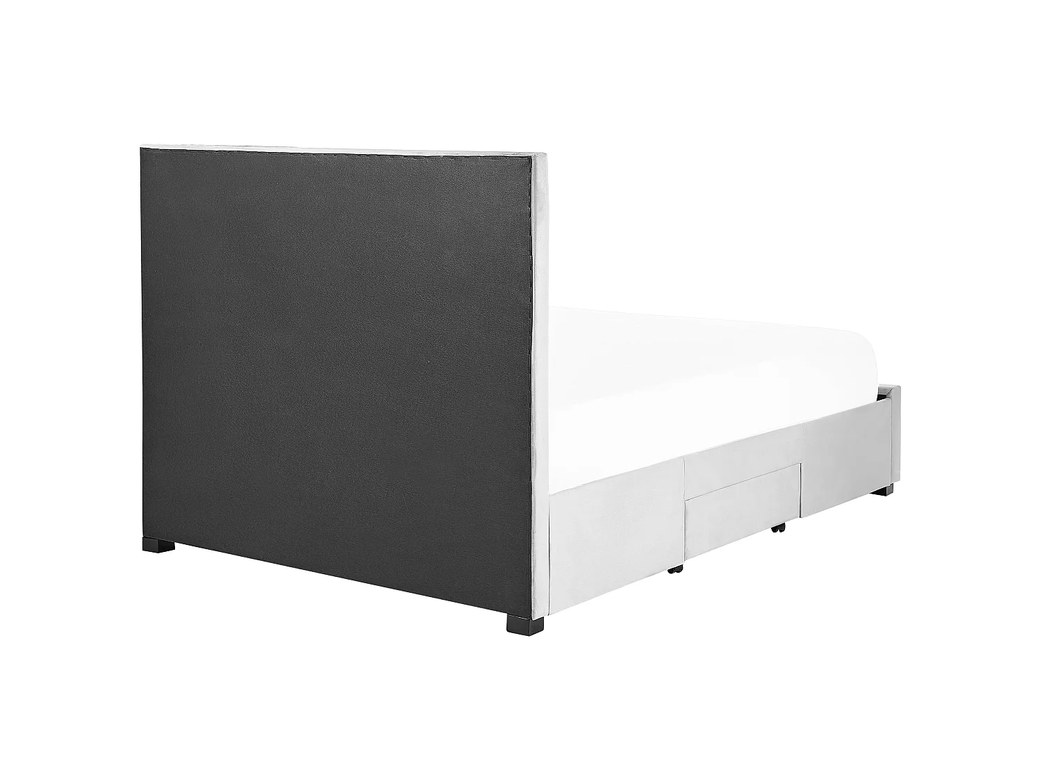 Lit avec tiroirs de rangement Velours LIEVIN 140 x 200 cm Gris clair