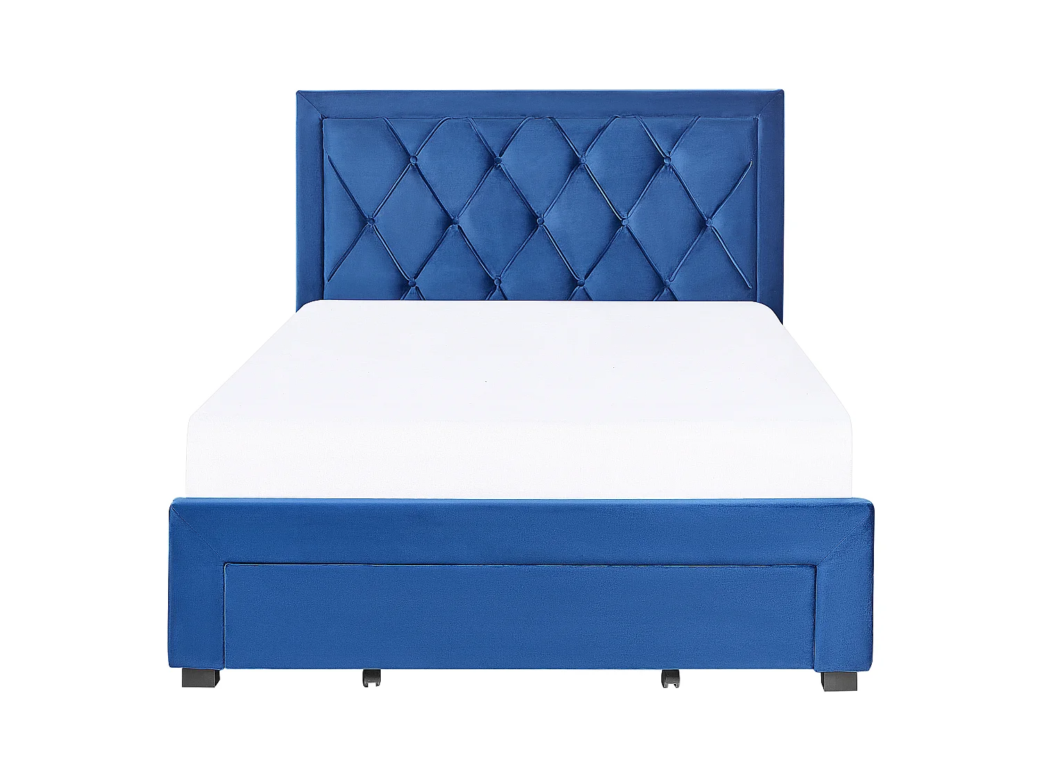 Lit avec tiroirs de rangement Velours LIEVIN 140 x 200 cm Bleu marine