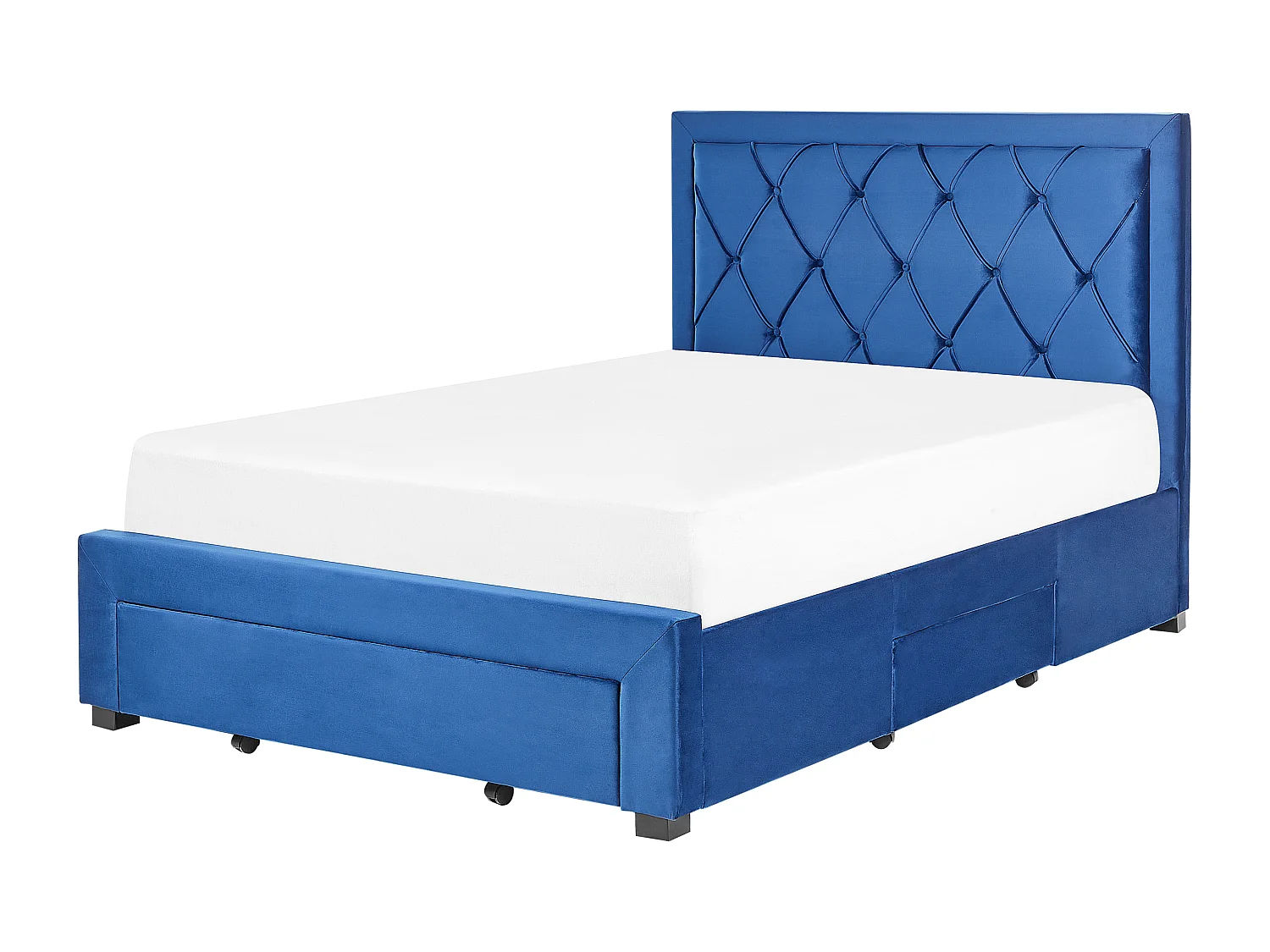 Bed met opbergladen Fluweel LIEVIN 140 x 200 cm Marineblauw