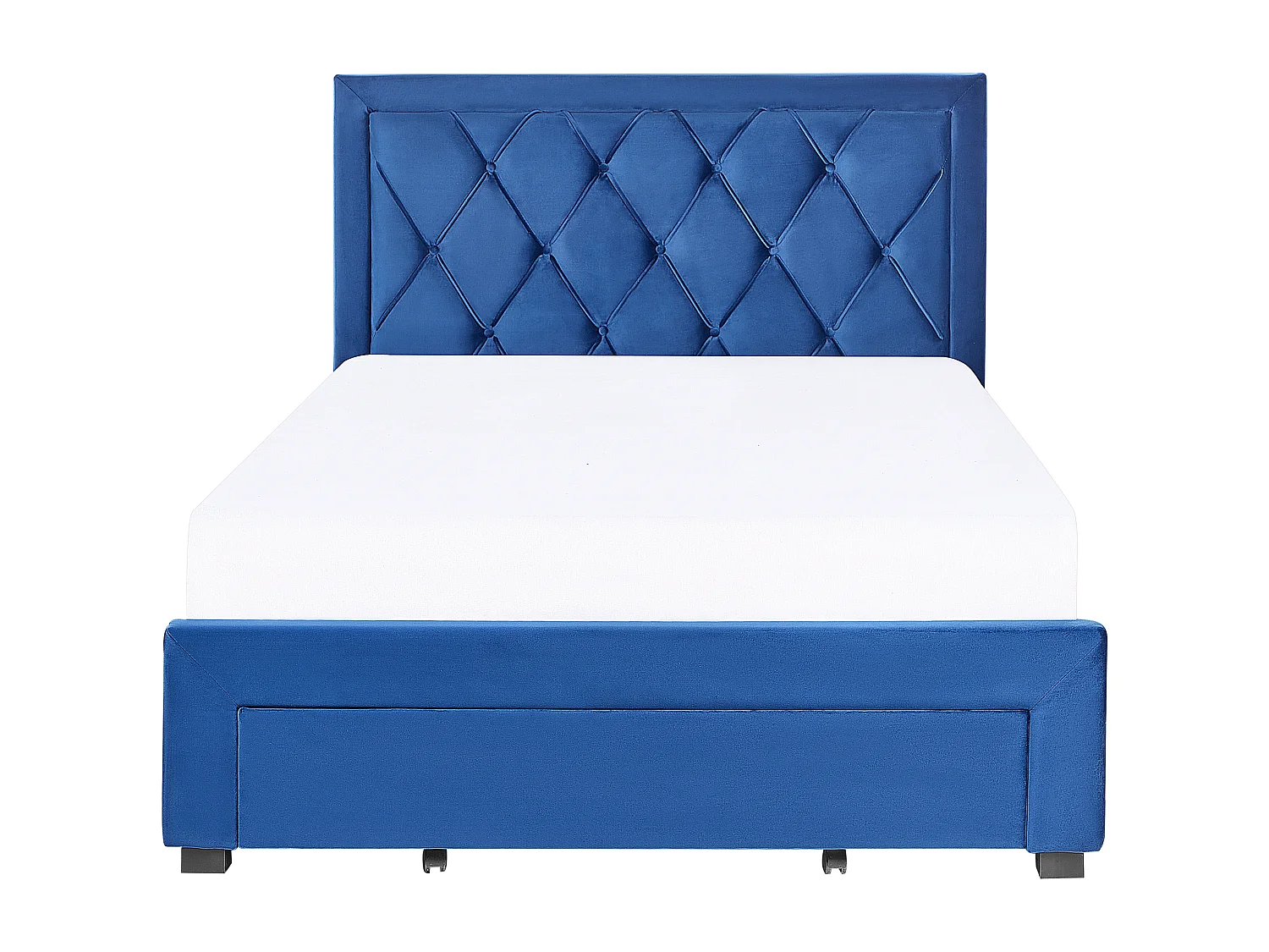 Lit avec tiroirs de rangement Velours LIEVIN 140 x 200 cm Bleu marine