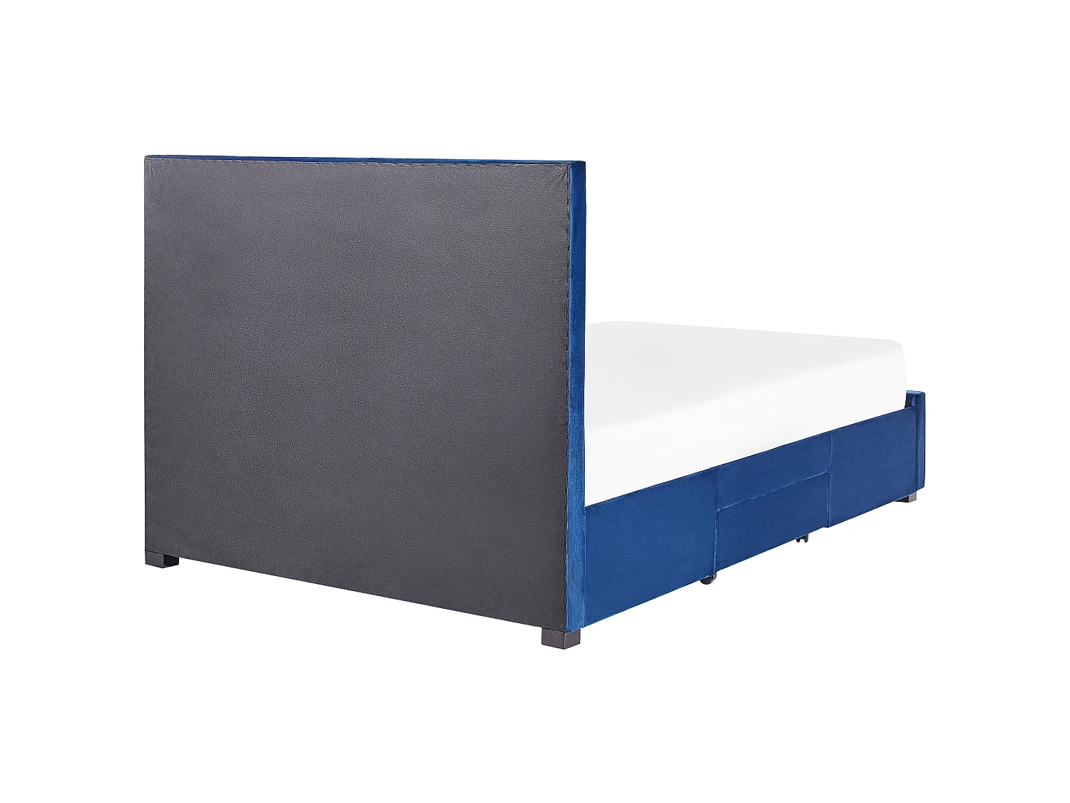 Lit avec tiroirs de rangement Velours LIEVIN 140 x 200 cm Bleu marine