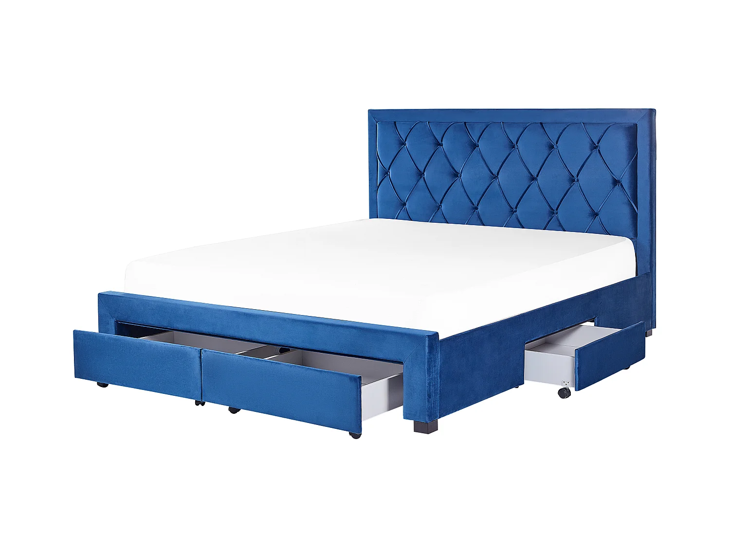 Bed met opbergladen Fluweel LIEVIN 180 x 200 cm Marineblauw
